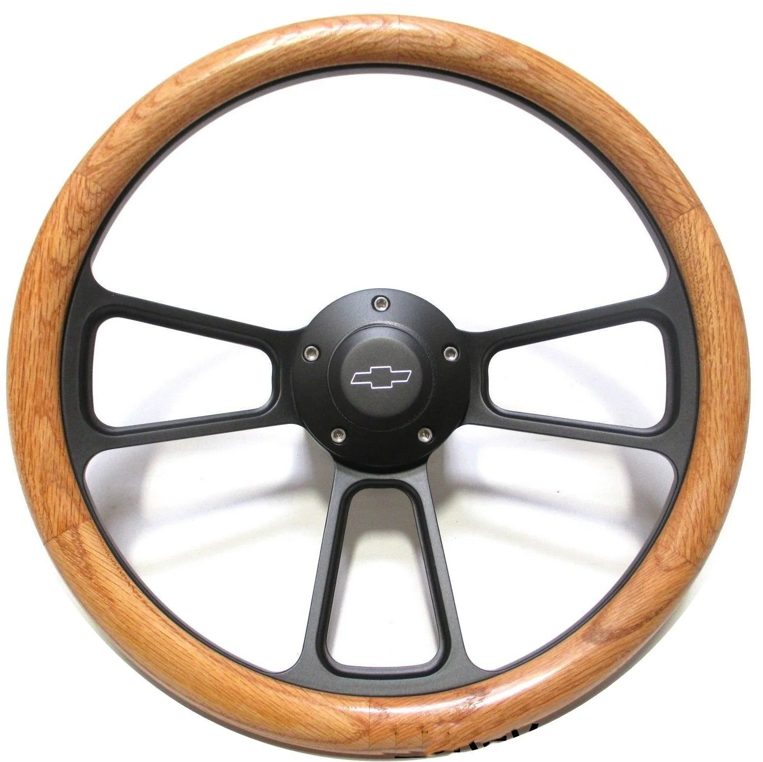 1967 -1969 Chevy Corvair Oak & Billet Steering Wheel, Adapter, Chevy Horn