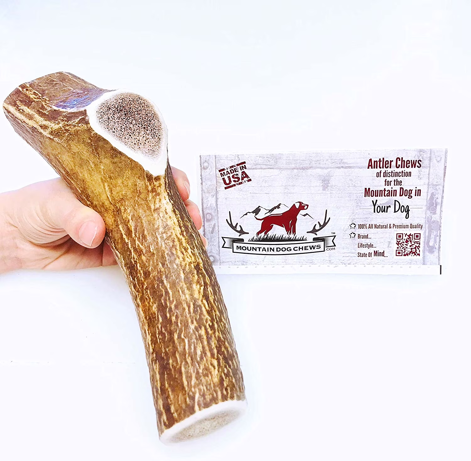 X-Large Whole Elk Antler Dog Chew - Grade A Premium - Organic - Made in USA - No Mess
