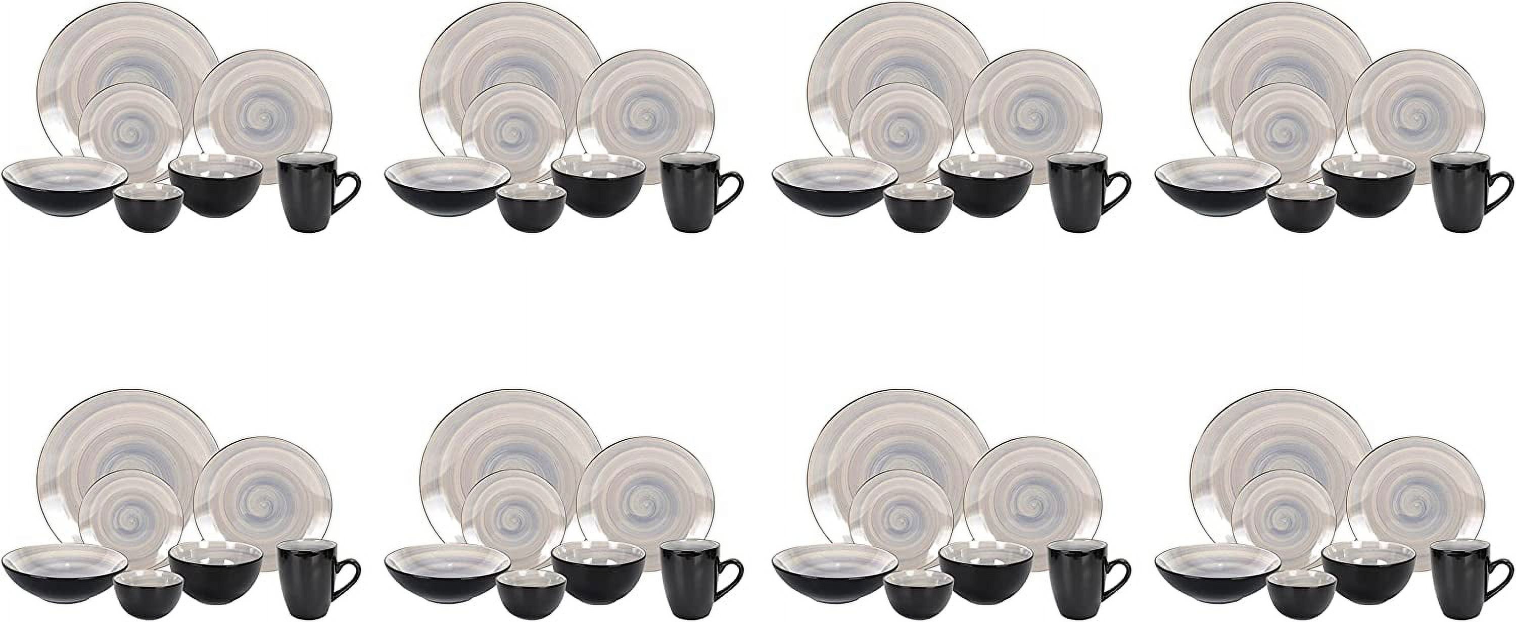 Stoneware Sonoma Dinnerware Set Black + Speckled Spin Wash (56Pc Set Grey)