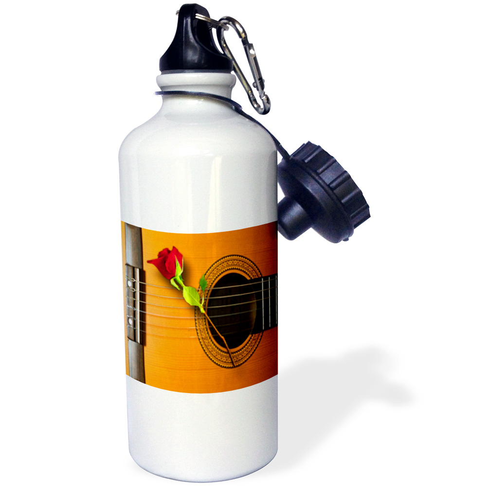 Cool guitar art with beautiful long stemmed rose 21 oz Sports Water Bottle wb-110972-1