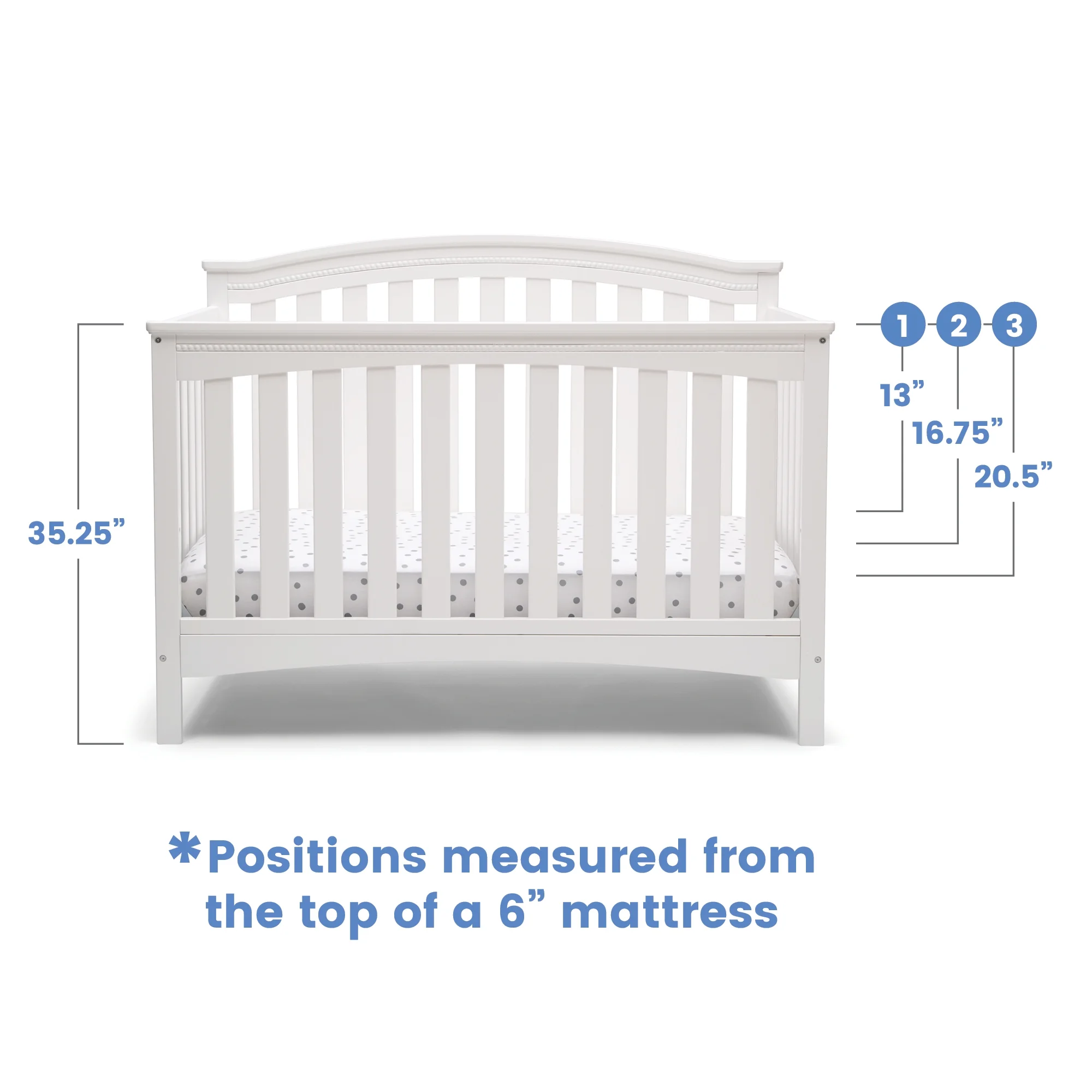 Delta Children Waverly 6-in-1 Convertible Baby Crib, Bianca White