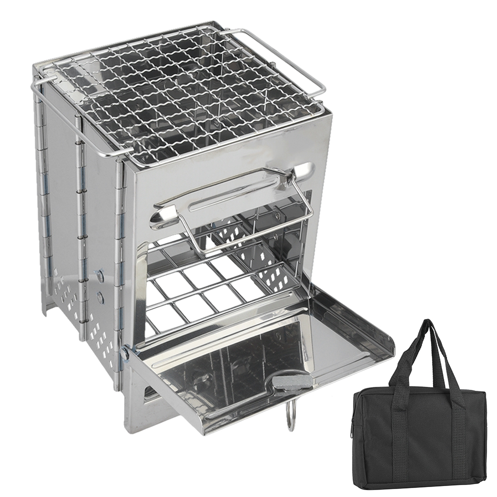 Eatbuy Wood Burning Camp Stove, Stainless Steel Folding Camp Stove Portable Backpacking Wood Stove for Outdoor Cooking Picnic BBQ