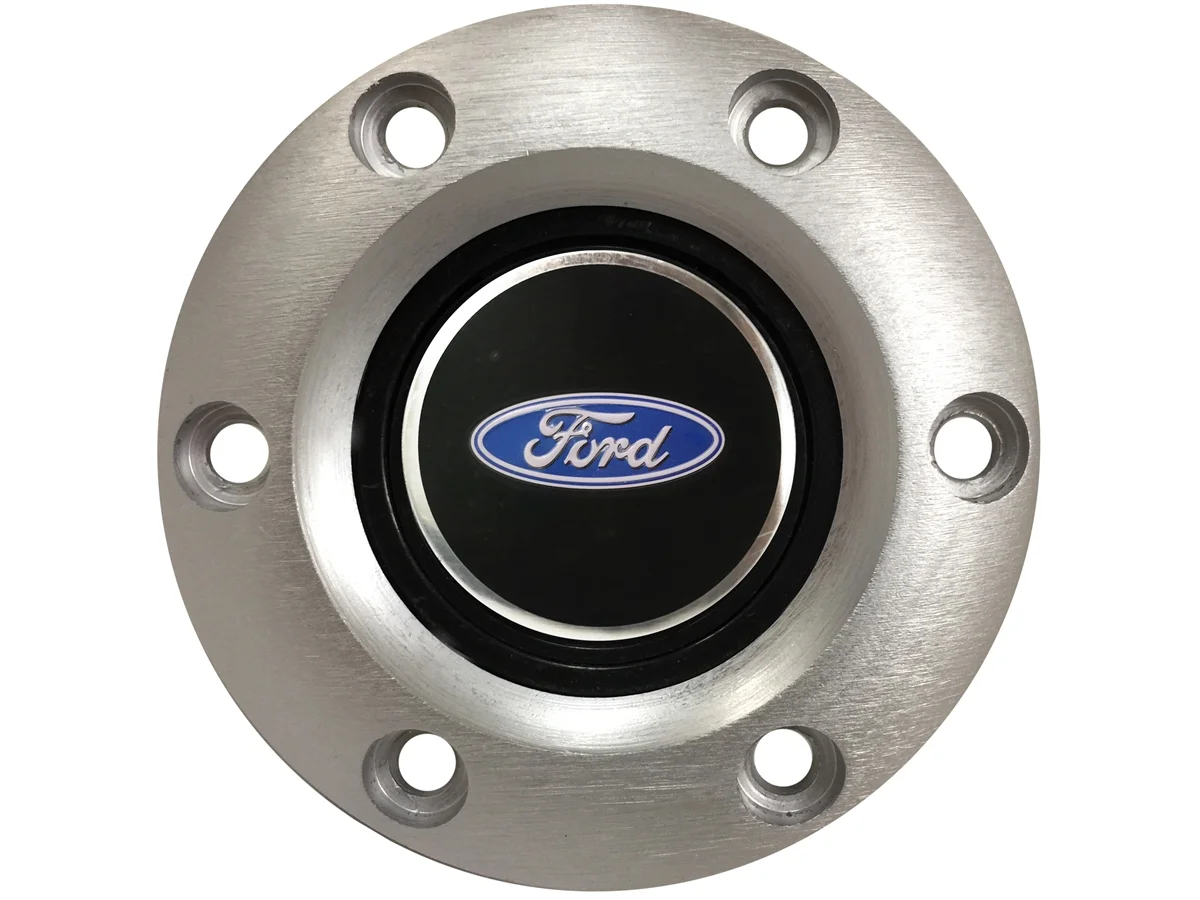 VSW S6 Brushed Horn Button Compatible with 6 Bolt Steering Wheel, Ford Blue Oval Emblem STE1074BRU