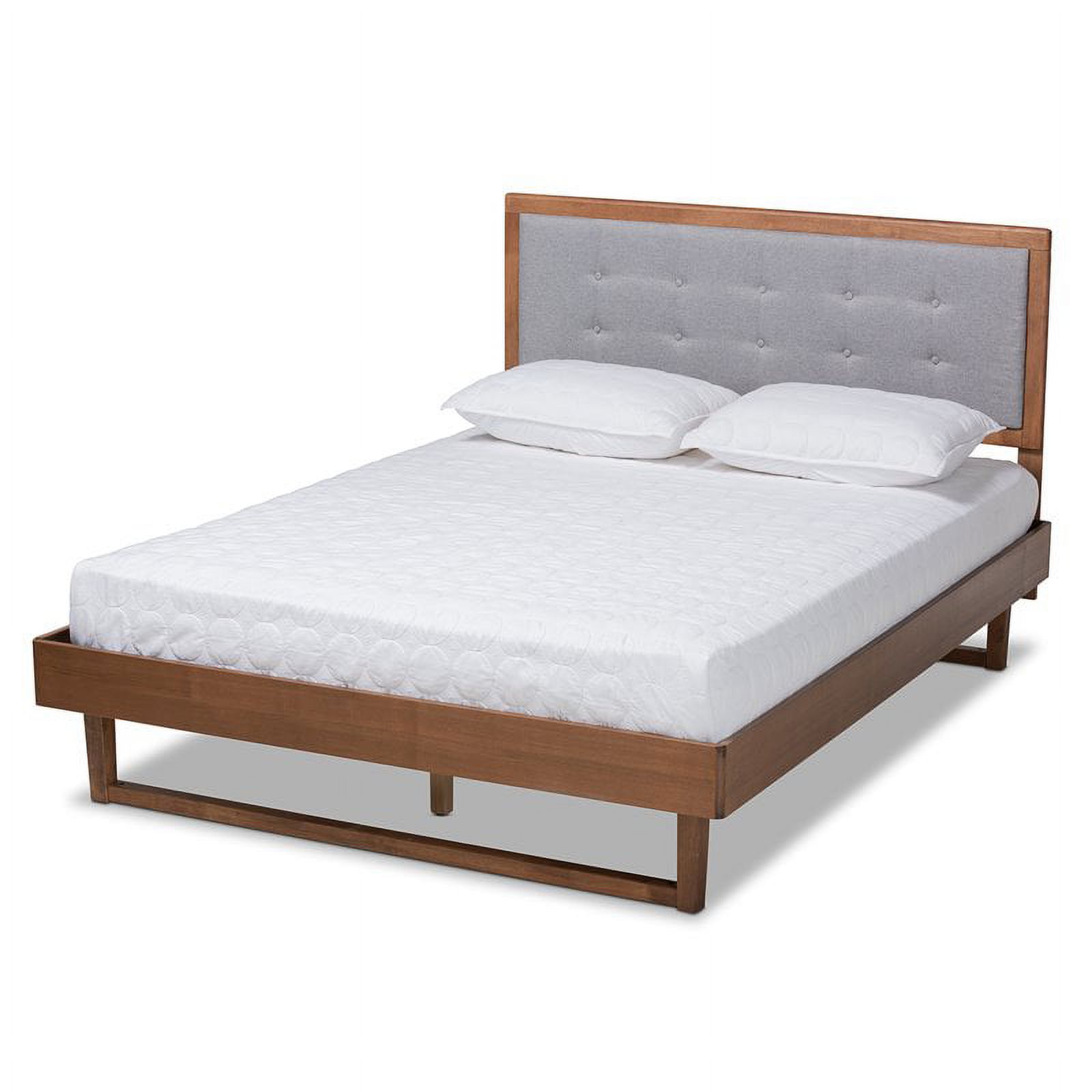 Bowery Hill Gray Upholstered Wood Queen Size Platform Bed
