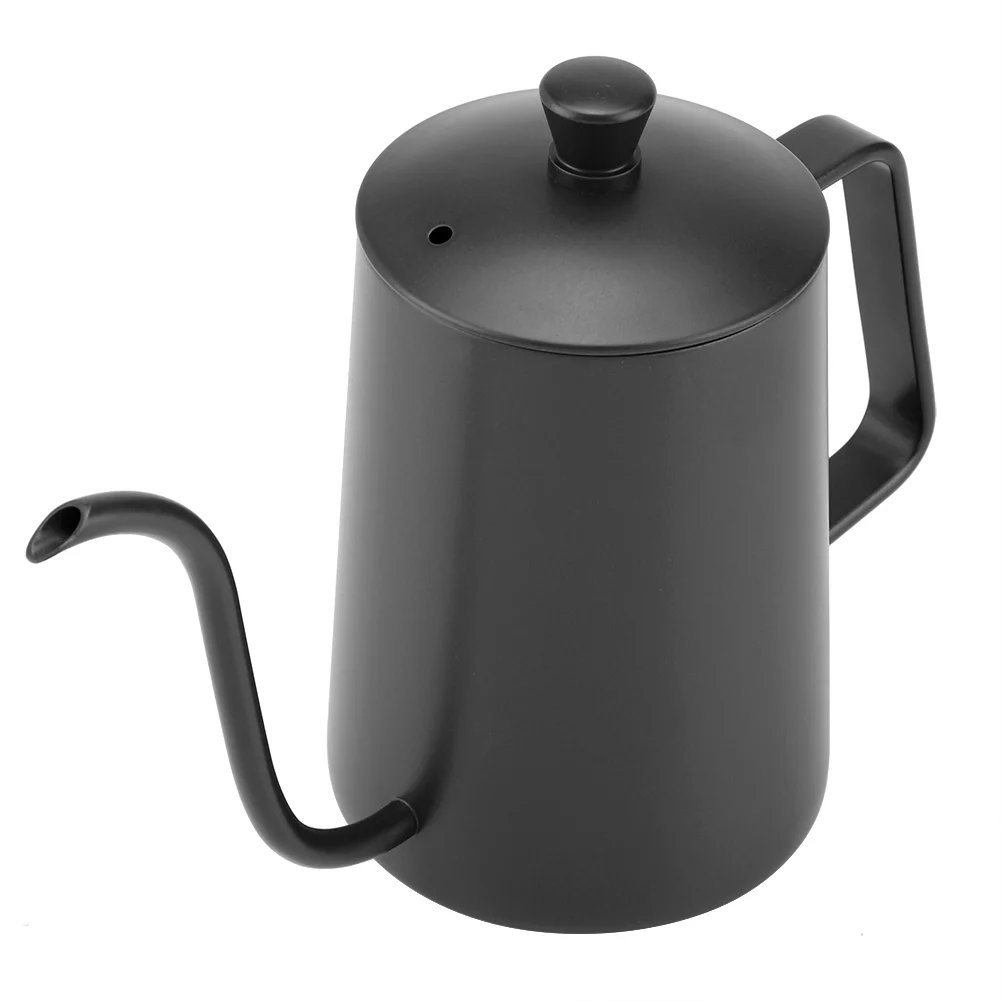 Coffee Kettle 600ml Stainless Steel Coffee Kettle Gooseneck Spout Teapot with Thermometer(Black)