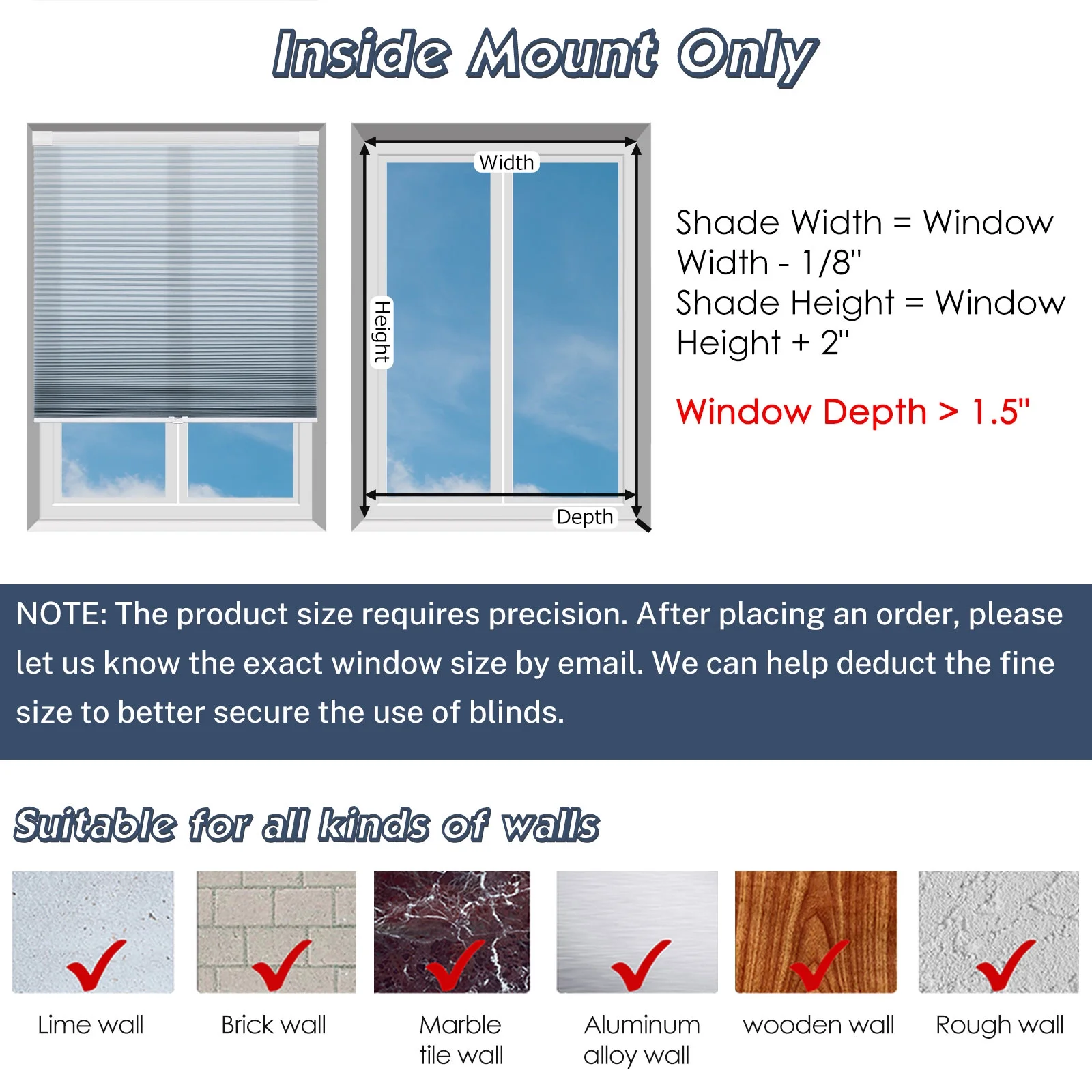 Keego Cellular No Drilling Blind for Window Honeycomb Cordless Window Blinds Easy Installation Heat Insulating Noise Reducing Window Shades Semi-Blackout Steel Blue, 43.0