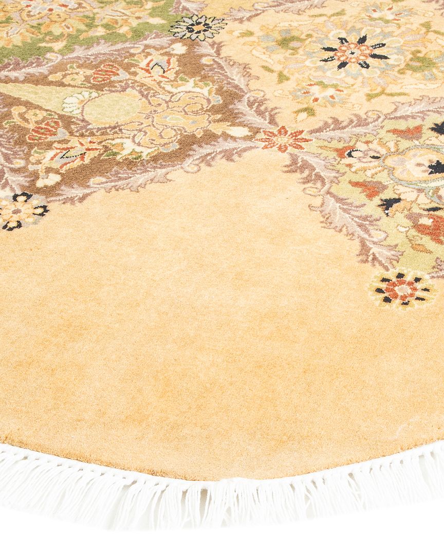 Hand-Knotted Wool Oriental Traditional Yellow Octagon Area Rug 8' 1