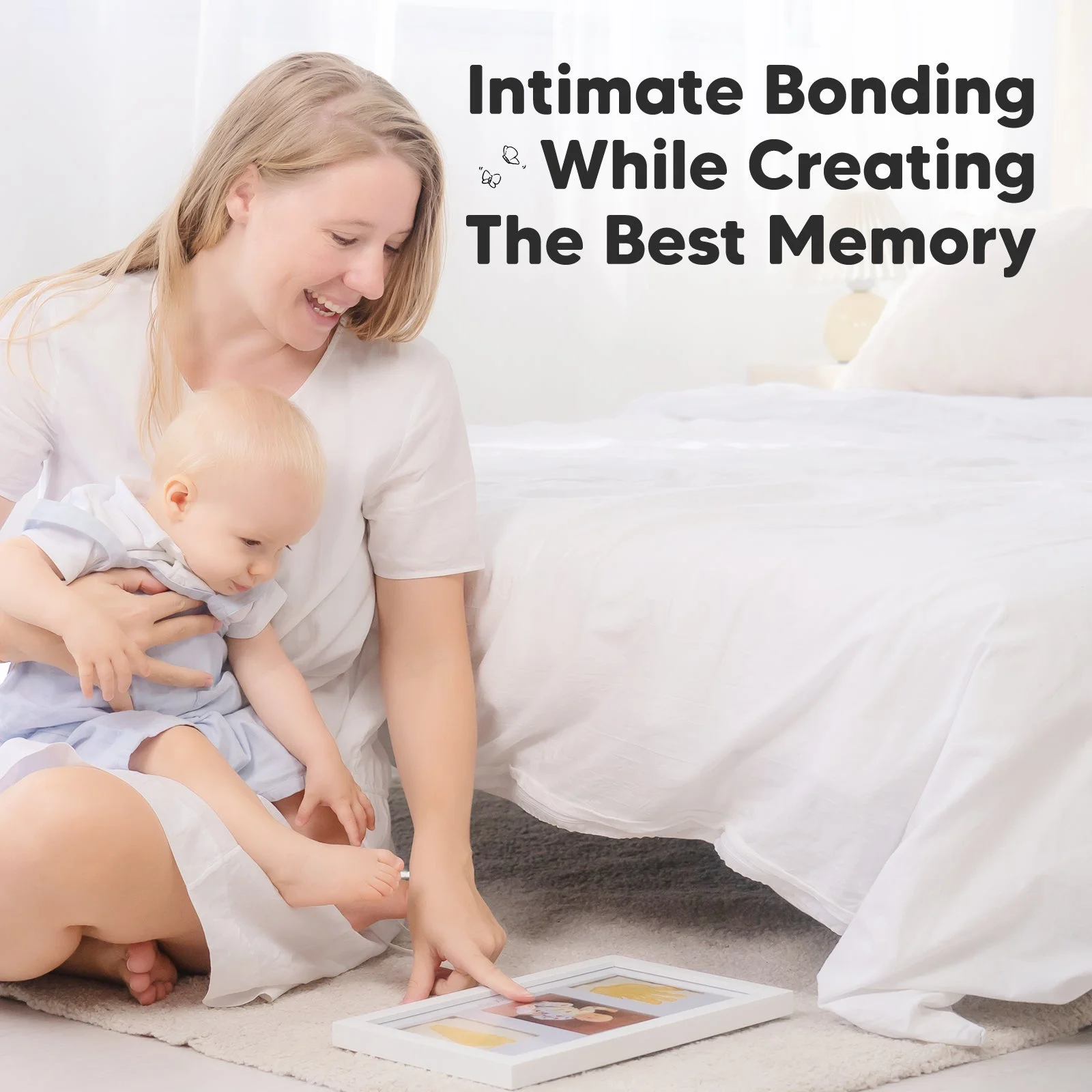 KeaBabies Baby Handprint Footprint Keepsake Kit, White Photo Frame (Alpine White)