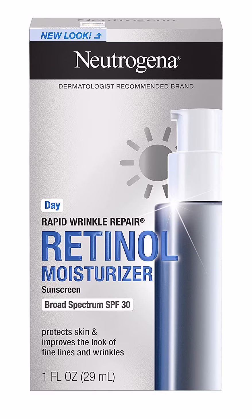 Neutrogena Rapid Wrinkle Repair Daily Retinol Anti-Wrinkle Moisturizer, Anti-Wrinkle Face & Neck Retinol Cream with Hyaluronic Acid, Retinol & Glycerin with SPF 30 Sunscreen, 1 fl. Oz