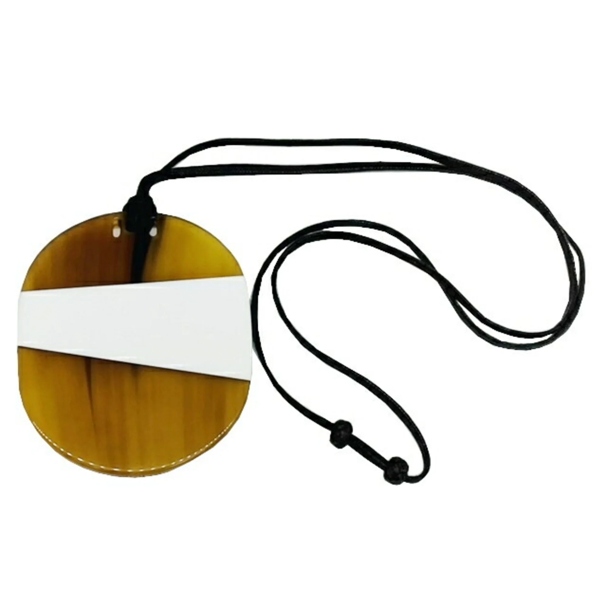 Pre-Owned HERMES Hermes Buffalo Horn Homme PM Necklace Pendant Accessories Jewelry Brown White Men's Women's (Good)