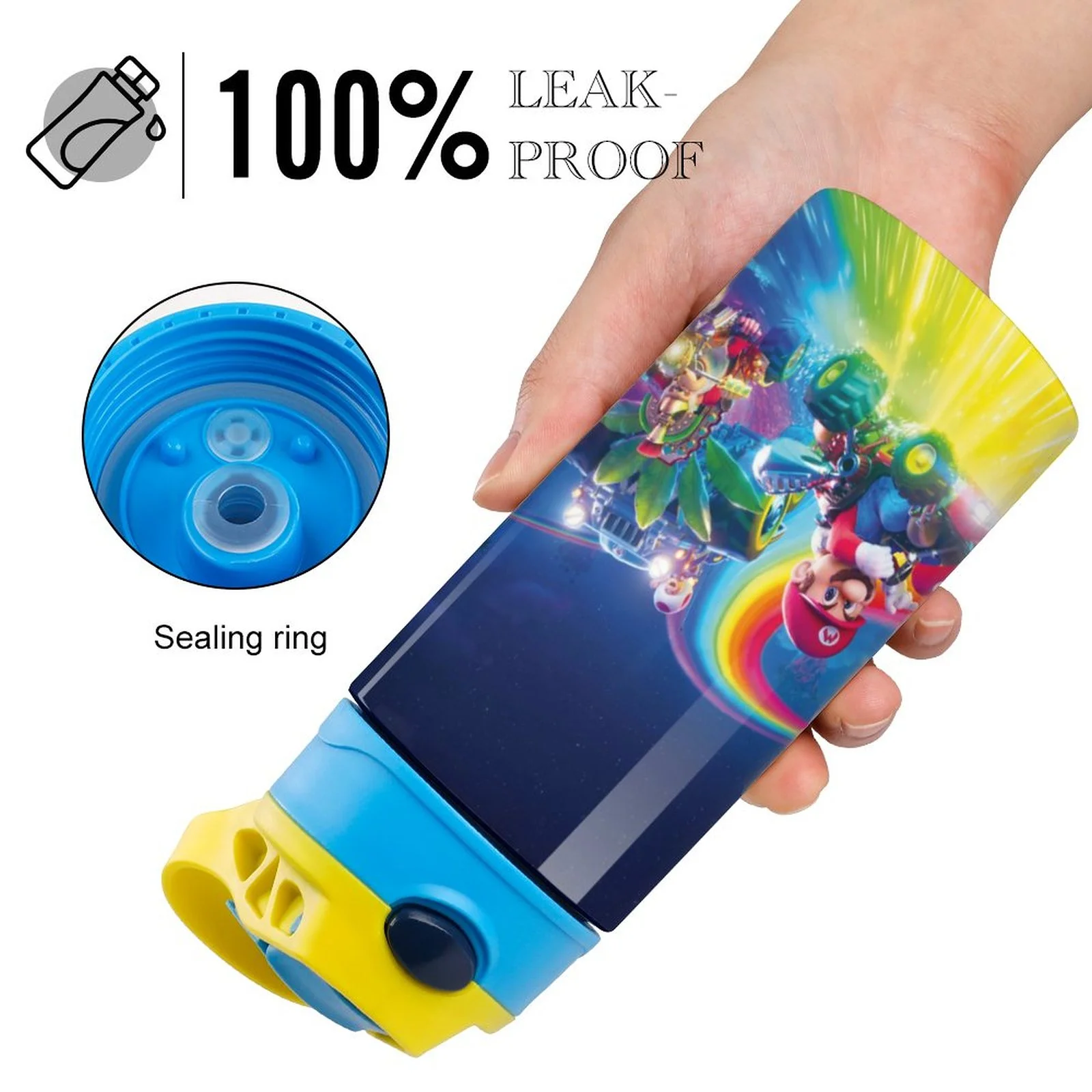 Movie Mario Kid's Insulated Water Bottle With Straw Vacuum Stainless Steel Cup Leak-Proof Children Toddler Thermoses