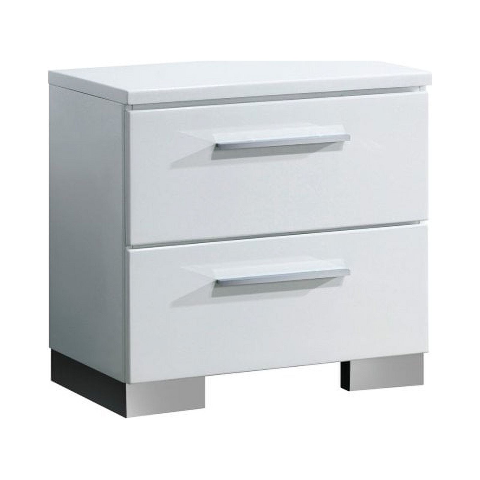 FOA Rayland 2pc Glossy White Wood Bedroom Set - Full + Nightstand