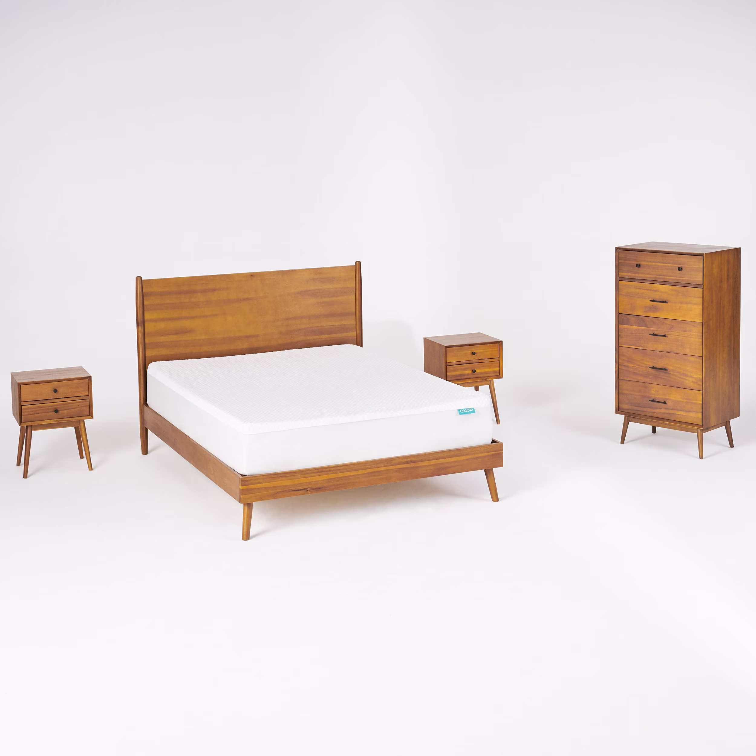 GDF Studio OkiOki Mid Century Bedroom Collection, Natural 5 Drawer King