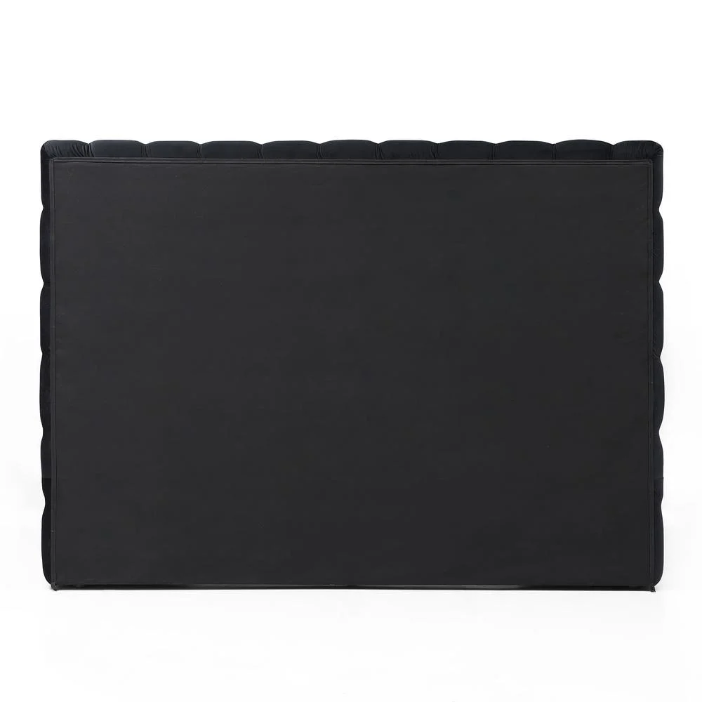 Better Home Products Velvet King Bed with Deep Button Tufting in Black