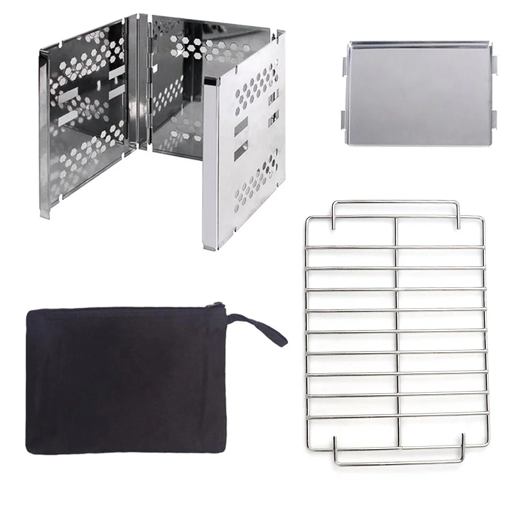 YOHOME Outdoor Portable Foldable Camping Stove Wood Stove Stainless Steel BBQ