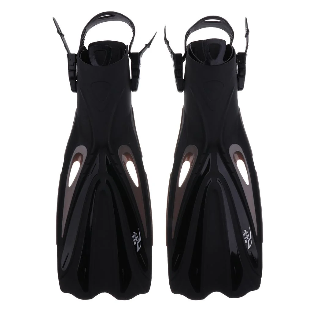 Unisex Adult Long Flippers - Scuba Dive Diving Snorkeling Snorkel Swimming - Black, L XL