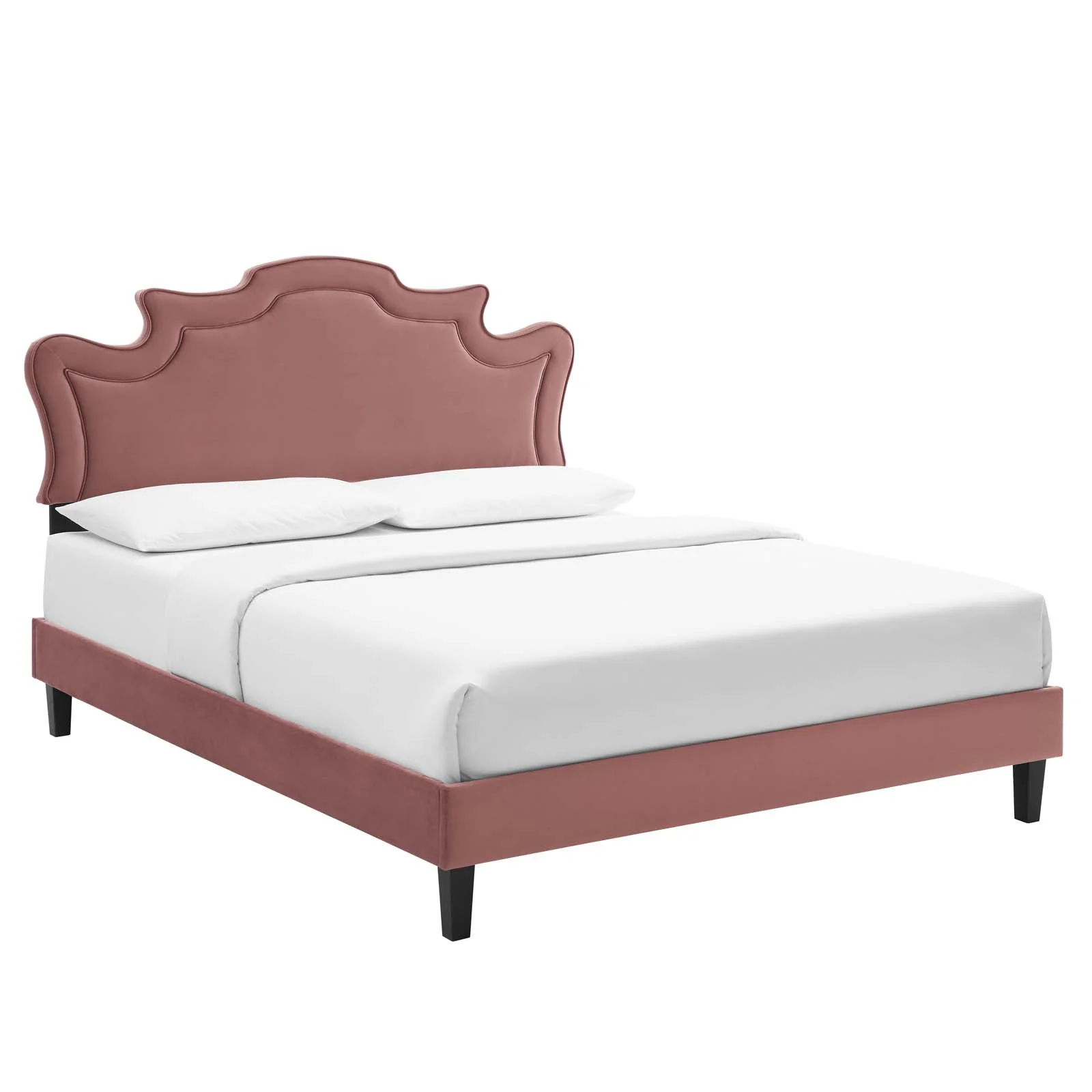 Modway Neena Performance Velvet Twin Bed in Dusty Rose