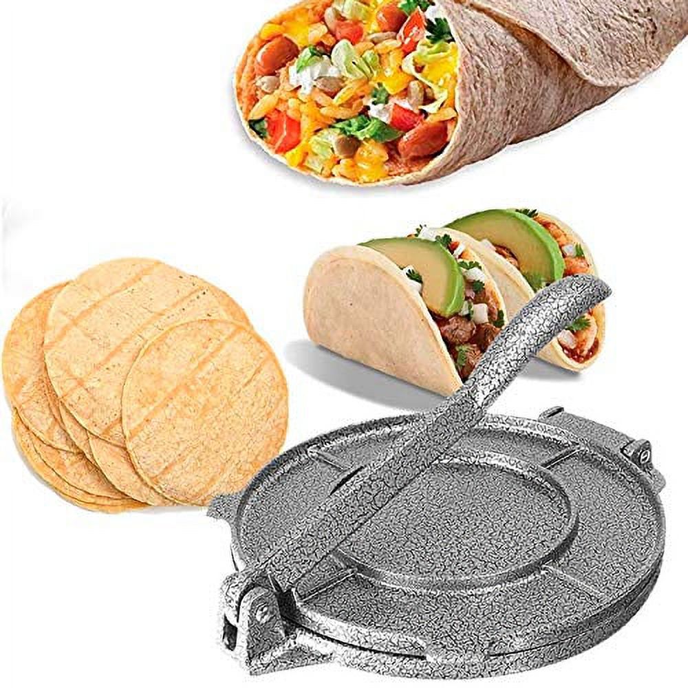 6.5in Cast Iron Tortilla Press, Tortilla Press Maker Corn Tortillas Dough Pressing Tools for Flour Tortilla Roti Kitchen Supplies Gray