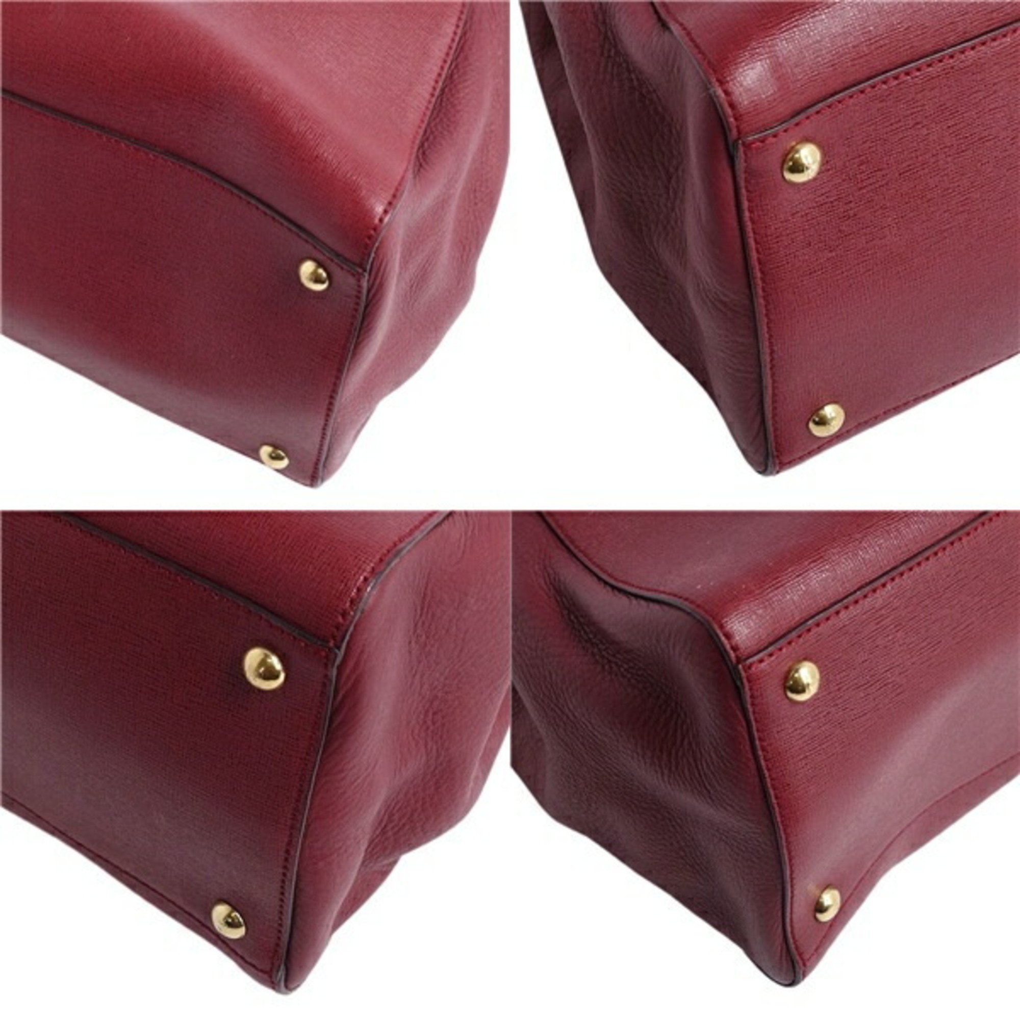 Pre-Owned Fendi FENDI bag 2 JOURS toe Jour 2way handbag shoulder calf leather ladies red (Good)