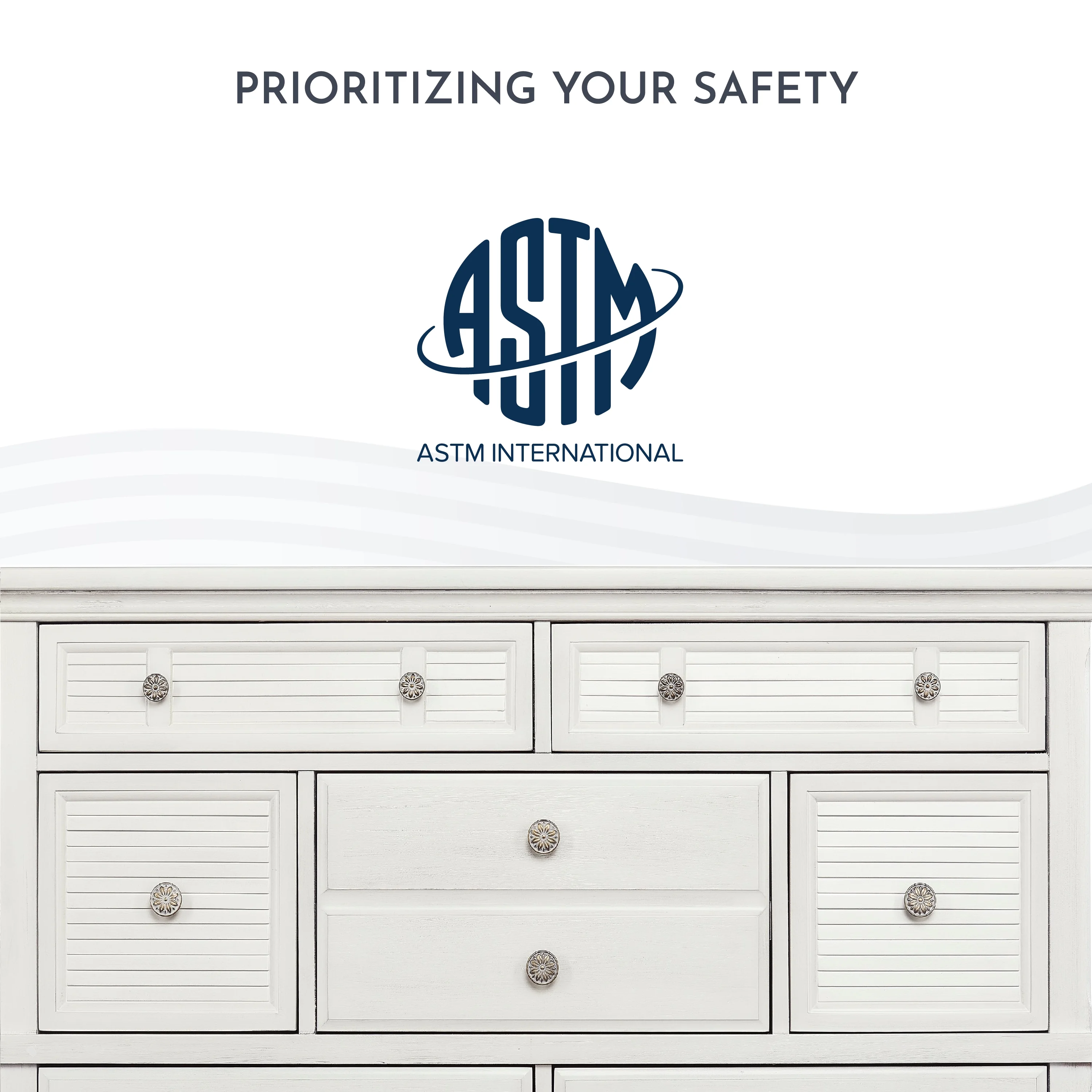 Evolur Signature Cape May Double Dresser, Weathered White, 6 Drawers