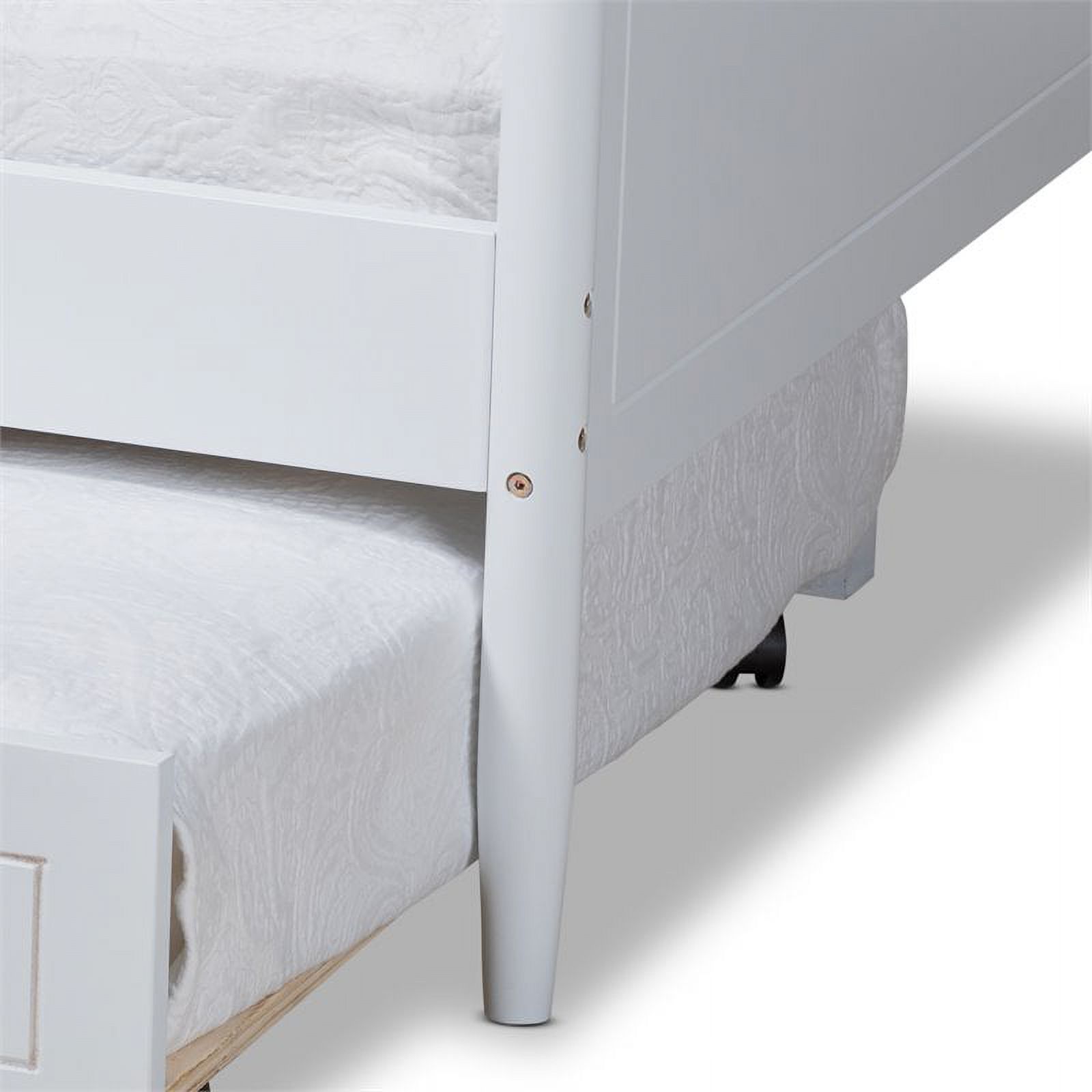 Bowery Hill White Finished Wood Twin Size Daybed with Roll-Out Trundle