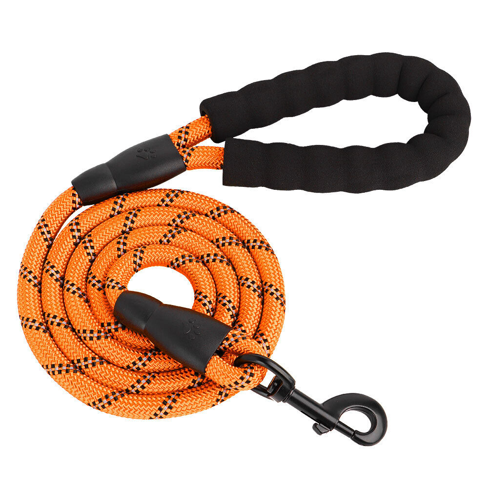 4.9ft Dog Walking Training Leash Reflective Nylon Lead Rope Soft Padded Handle