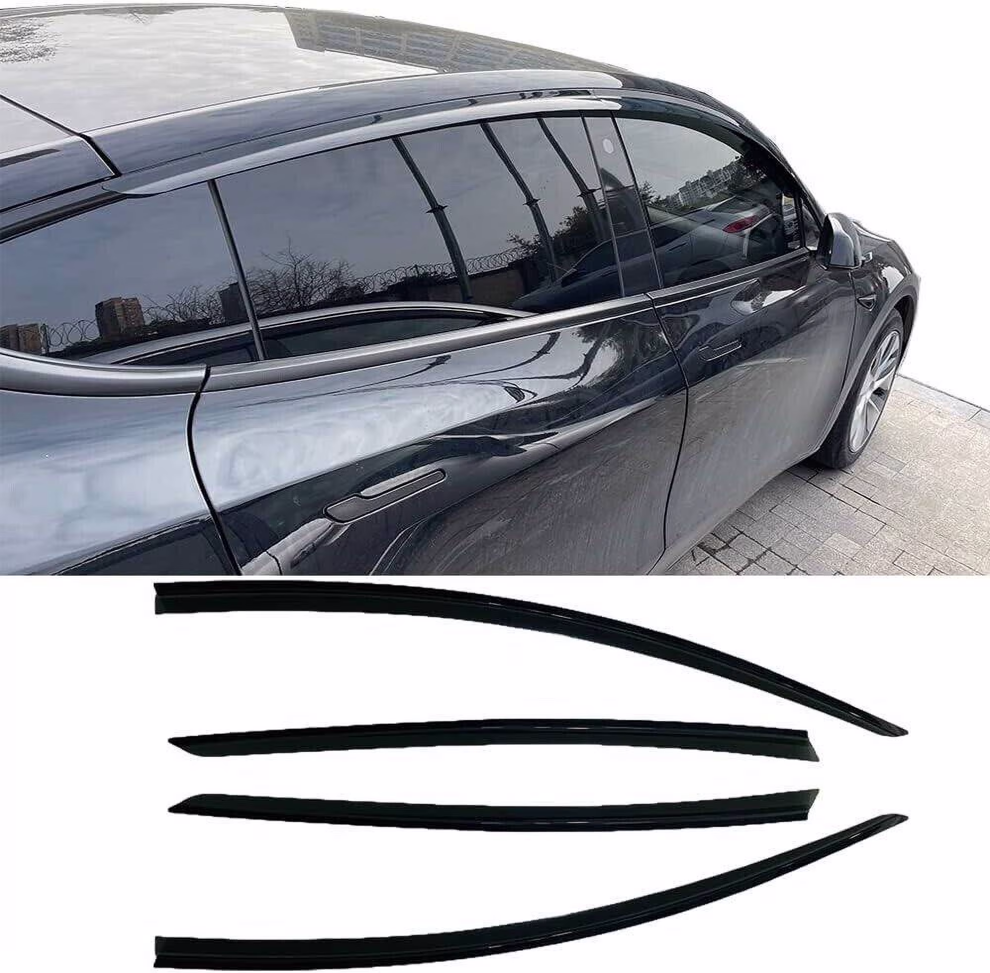 4pcs Outside Mount Style Window Shade Visors for 2020-2022 Tesla Model Y