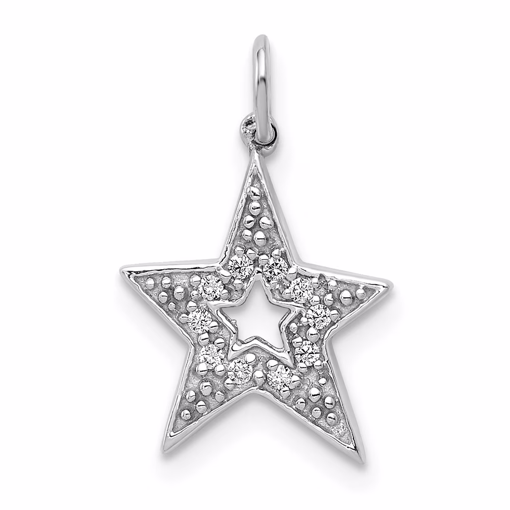14k White Gold 1/20ct. Diamond Star Charm QPM5177-005-WA