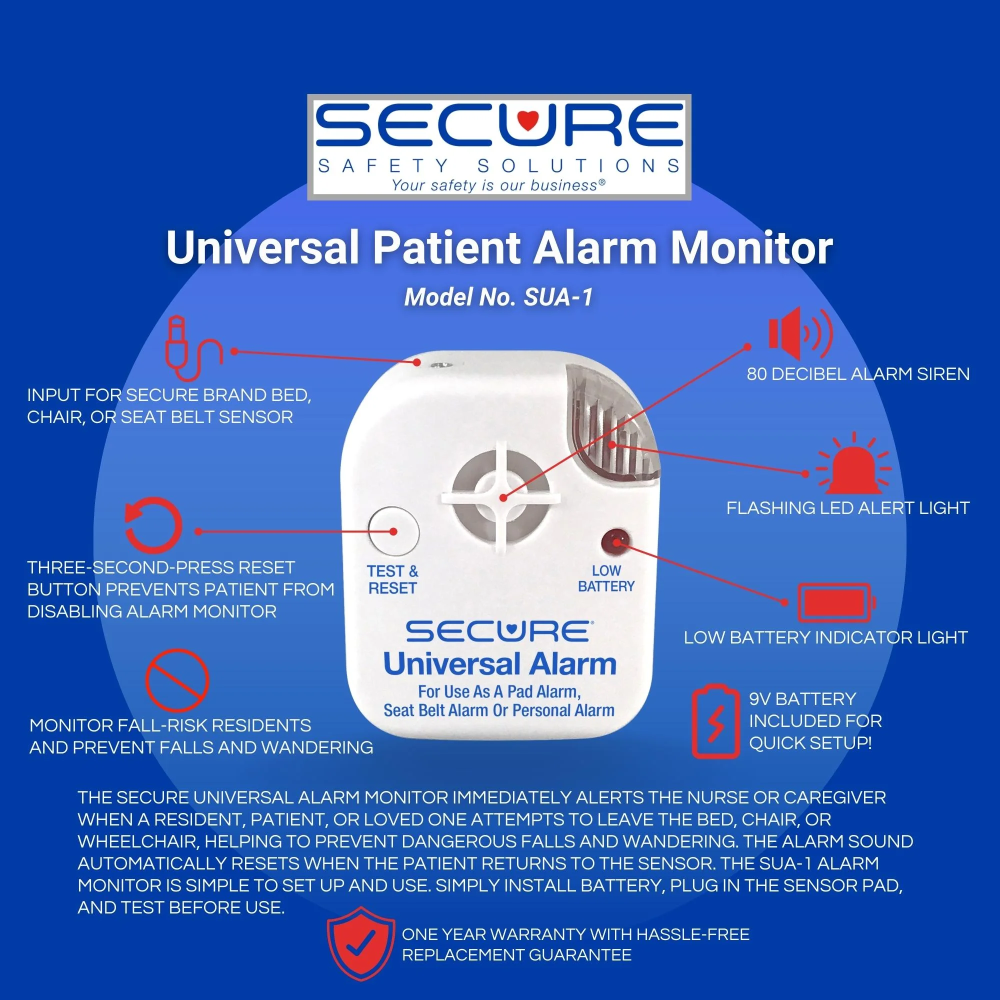 Secure Bed Alarm for Elderly Adults - 12