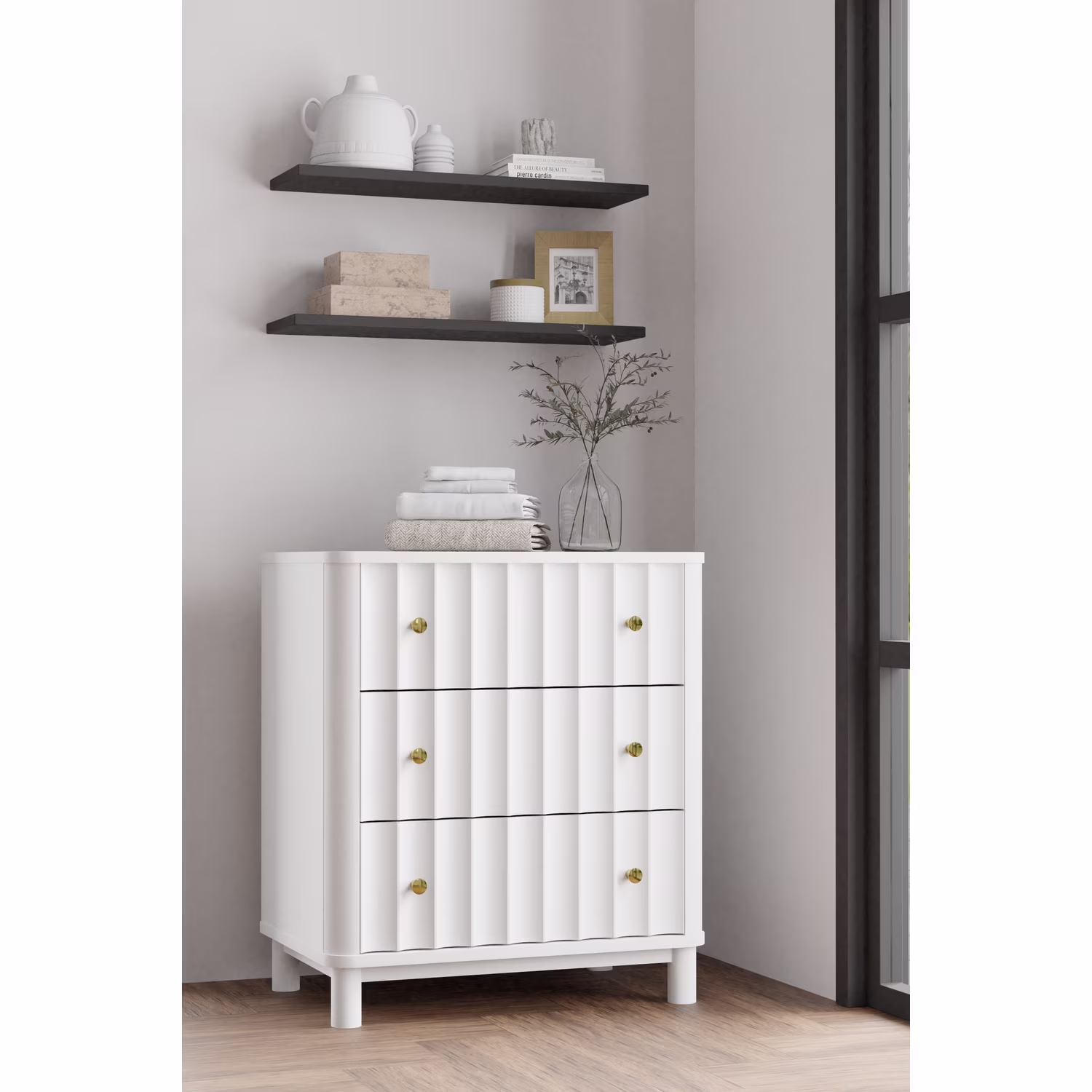 Alpine Furniture Stapleton 3 Drawer Small Chest in White