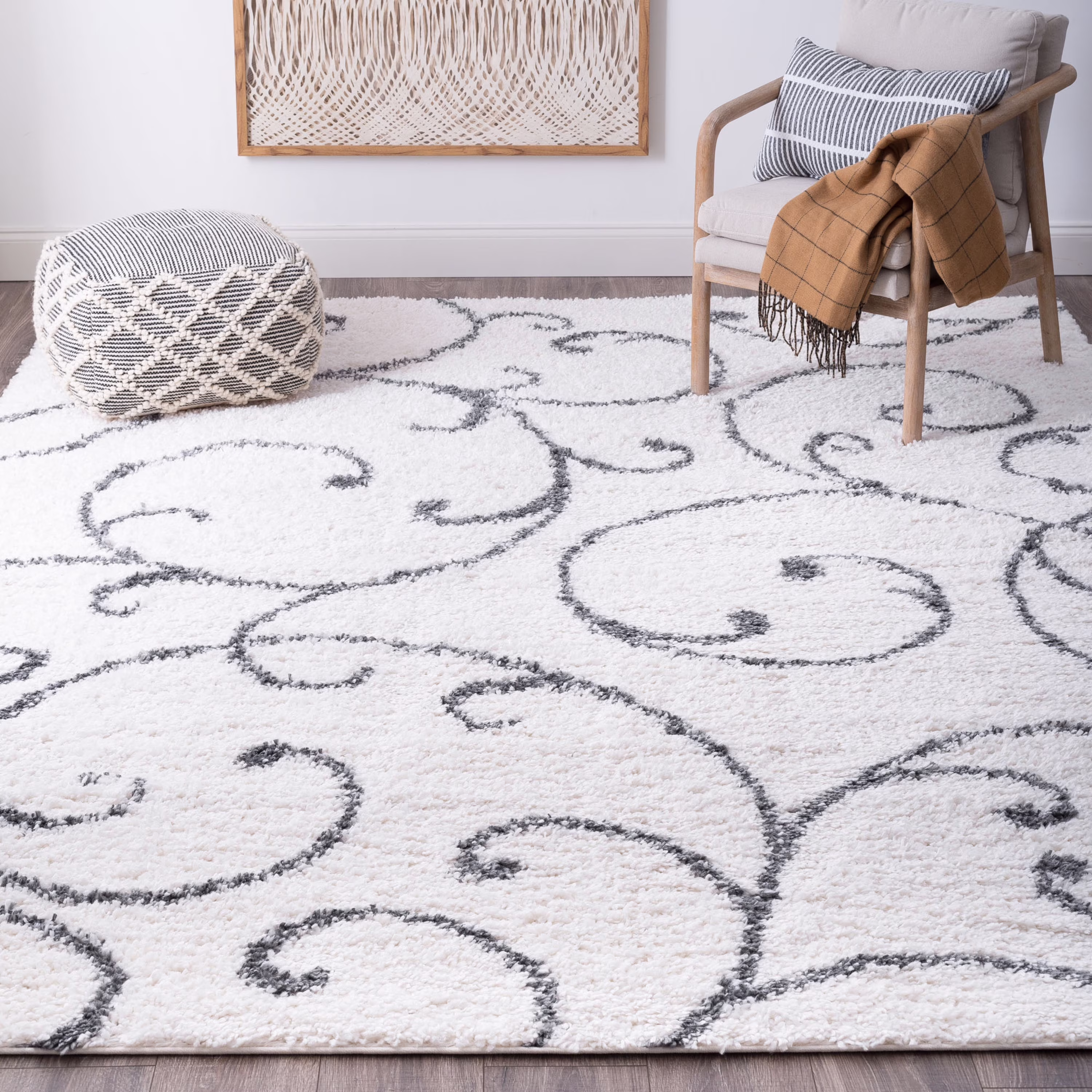 8x10 Modern White Large Area Rugs for Living Room | Bedroom Rug | Dining Room Rug | Indoor Entry or Entryway Rug | Kitchen Rug | Alfombras para Salas 7'10'' x 10'2''