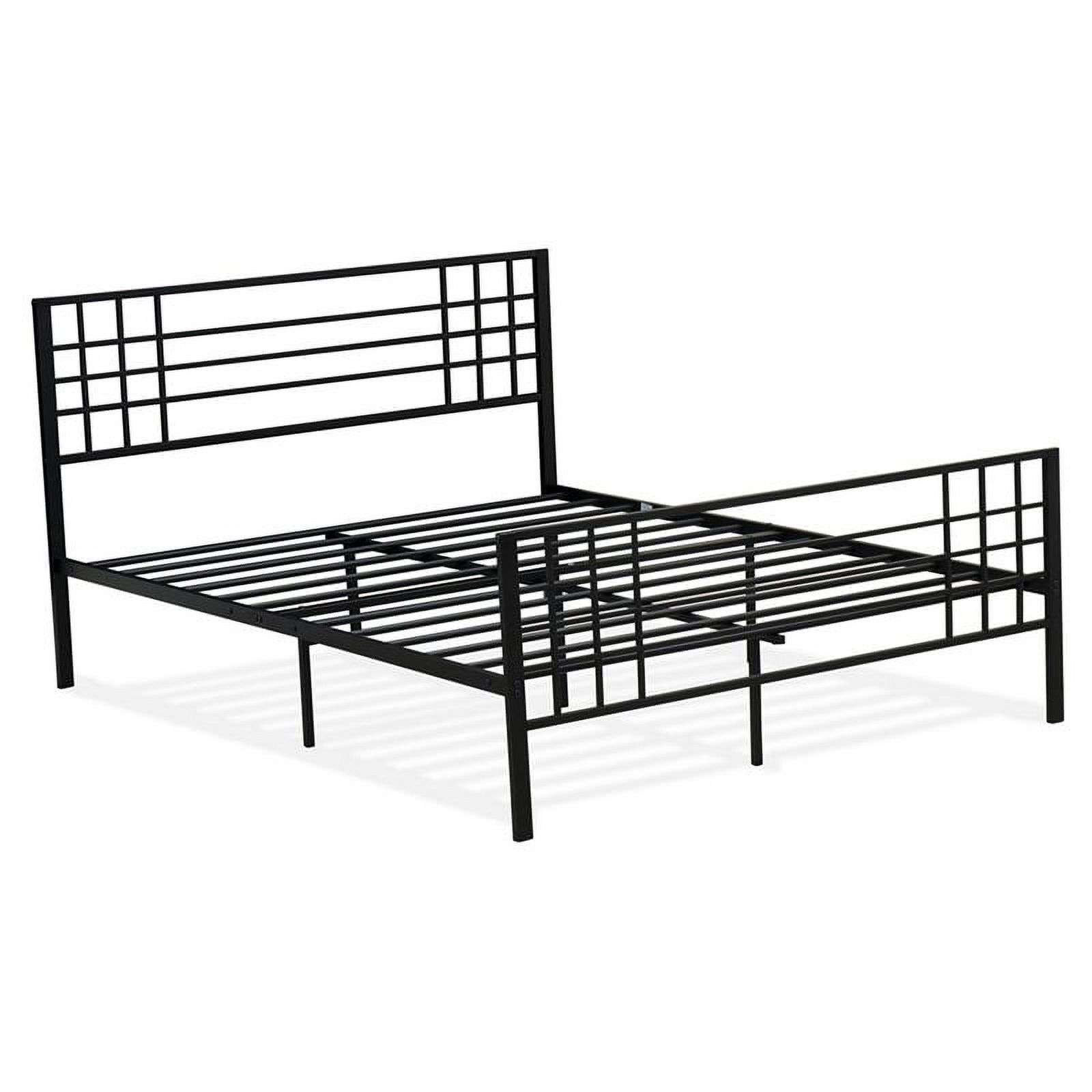 Bowery Hill Traditional Metal Full Bed Frame in Black