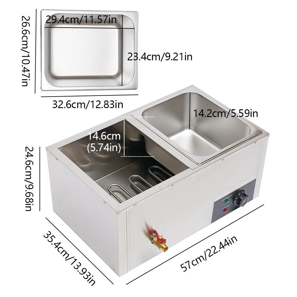 Fichiouy Food Warmer Steam Countertop Steamer Food Warming with 2 Pots & 2 Lids Food Holder 850W