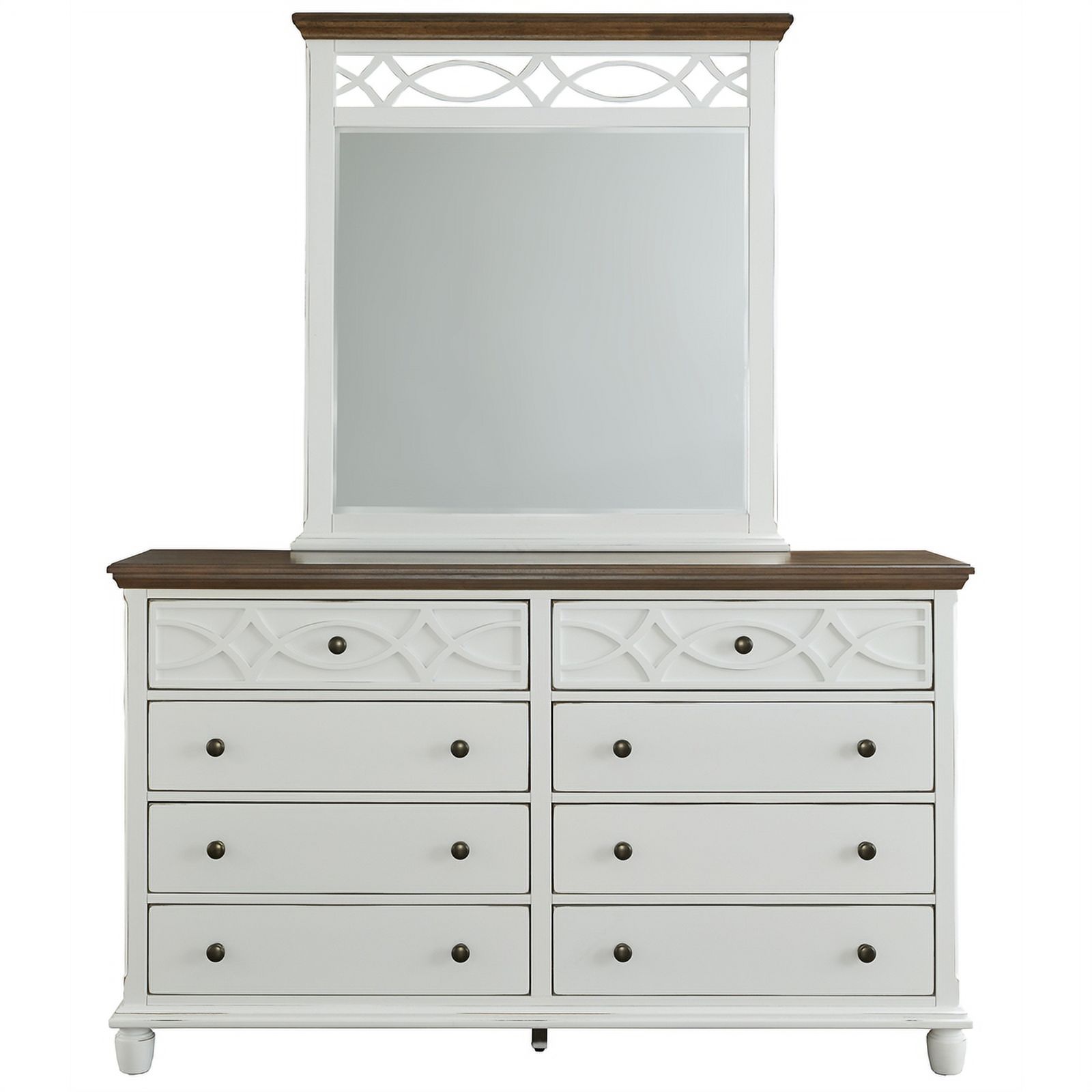 Progressive Furniture Granada Wood Dresser and Mirror in Oak Brown/Vanilla White