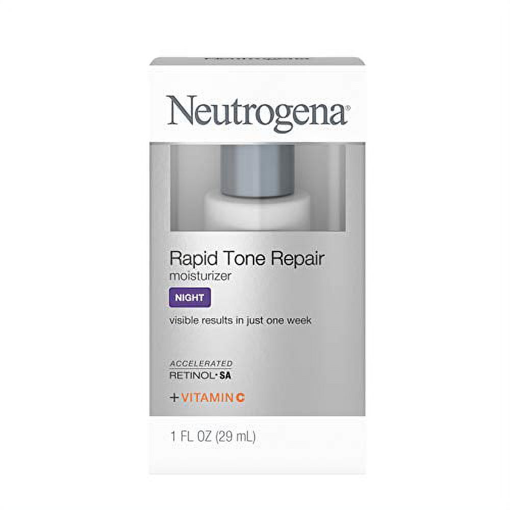 Neutrogena Rapid Tone Repair Night Cream with Retinol, Vitamin C and Hyaluronic Acid - Anti Wrinkle Face and Neck Moisturizer - Vitamin C, Retinol, Glycerin, Hyaluronic Acid, 1 fl. oz