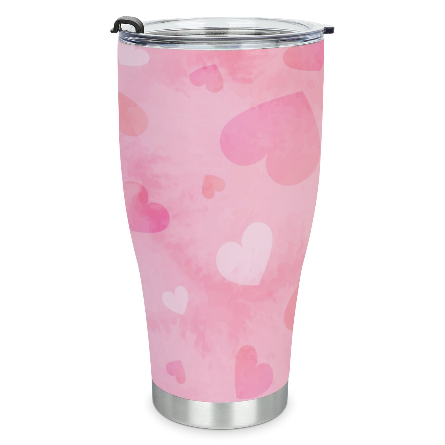 Hidove Stainless Steel Tumbler, Watercolor Heart Valentine 30oz Leak Proof & Stainless Steel Bottle for Hot & Cold Drinks - Coffee Travel Mug, Water Metal Canteen, Thermal Cup