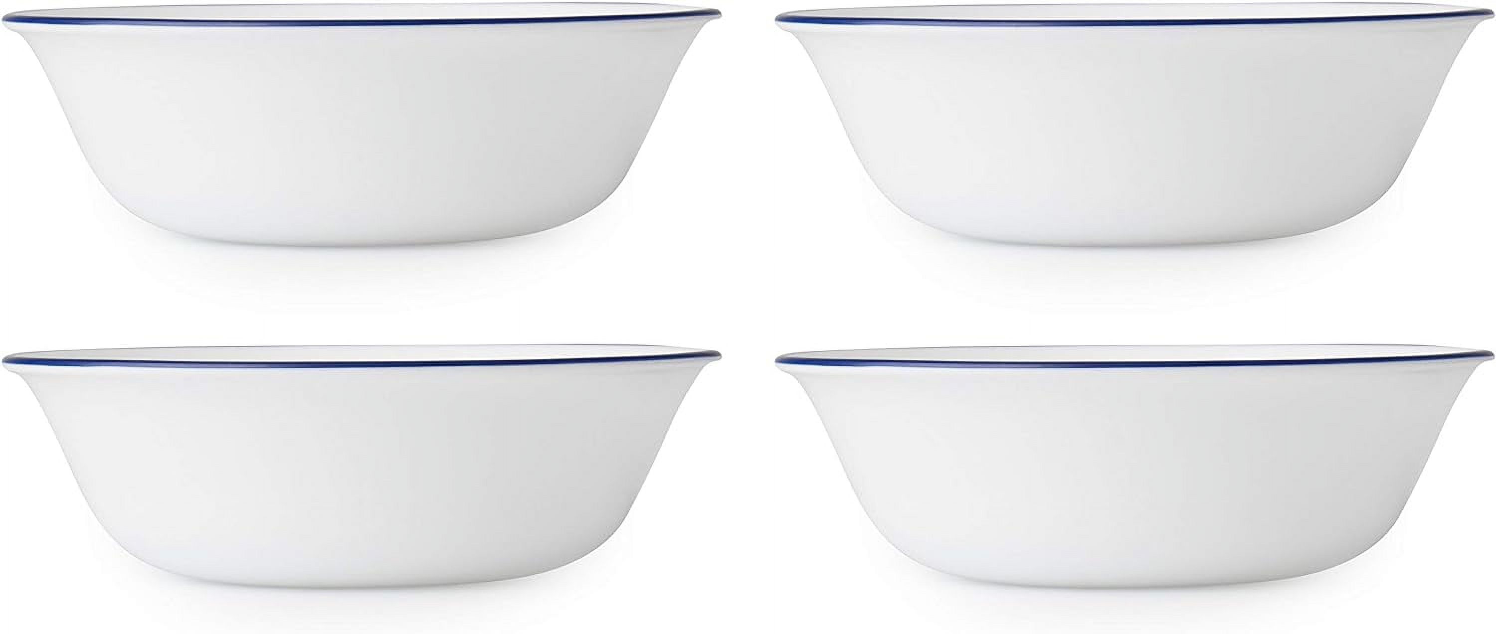 Livingware Lia 18 Ounce Soup/Cereal Bowl - White With Cobalt Blue (Set Of 4)
