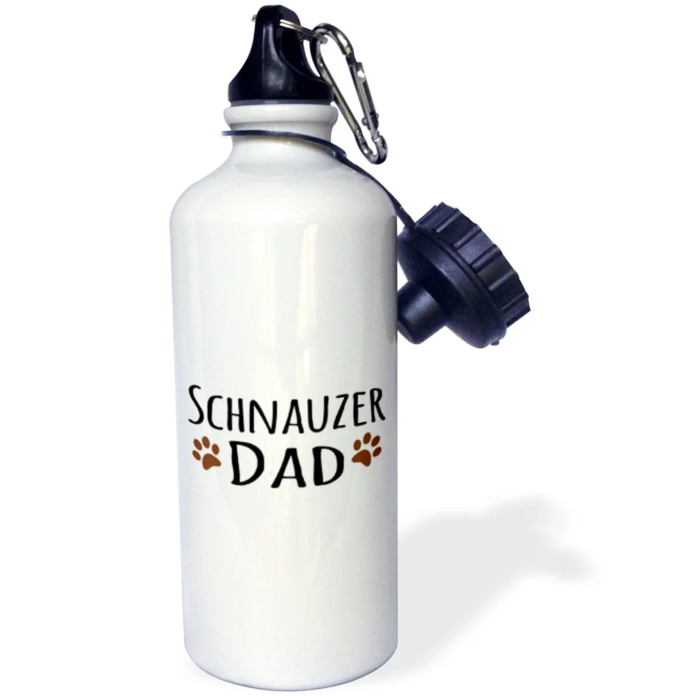 Schnauzer Dog Dad - Doggie by breed - muddy brown paw prints - doggy lover - proud pet owner love 21 oz Sports Water Bottle wb-153977-1