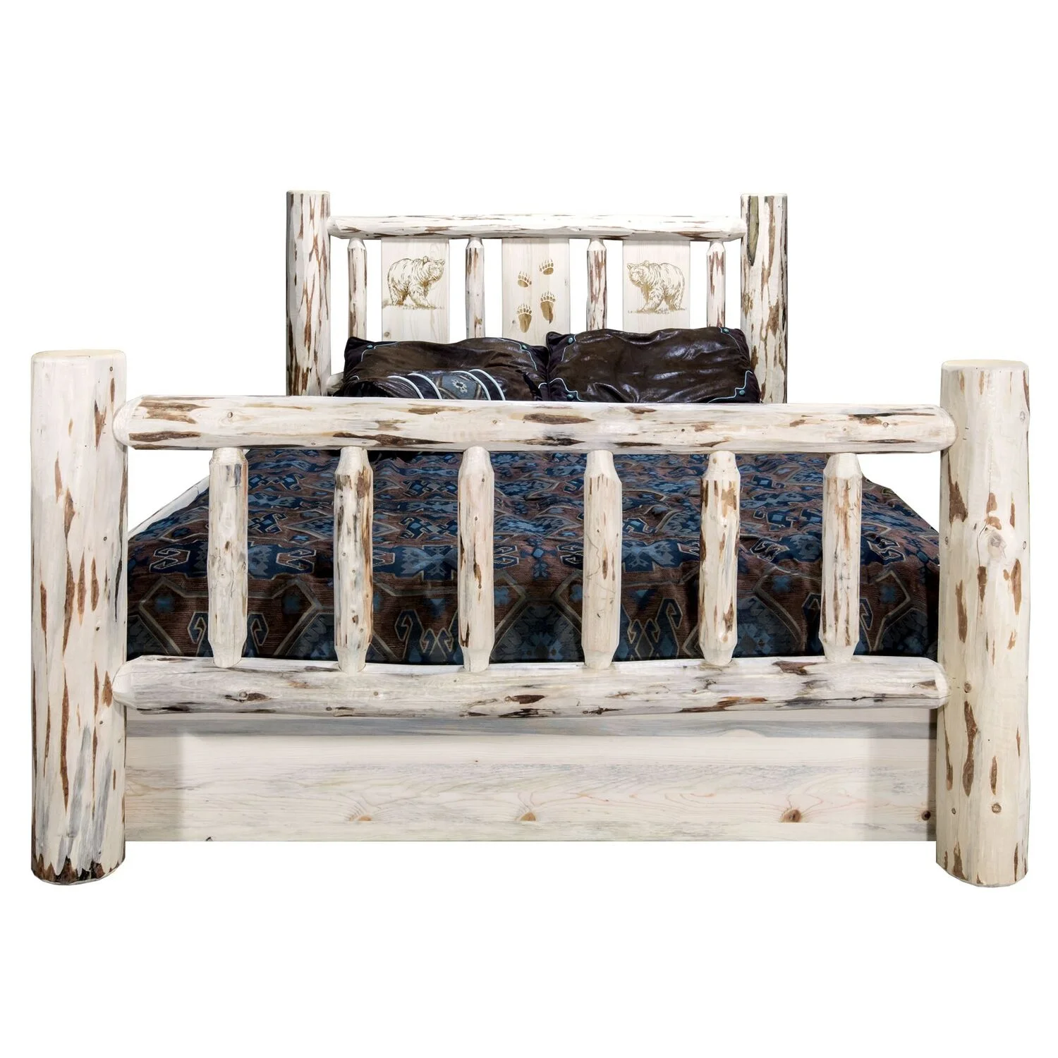 Montana Woodworks Wood California King Storage Bed with Bear Design in Natural