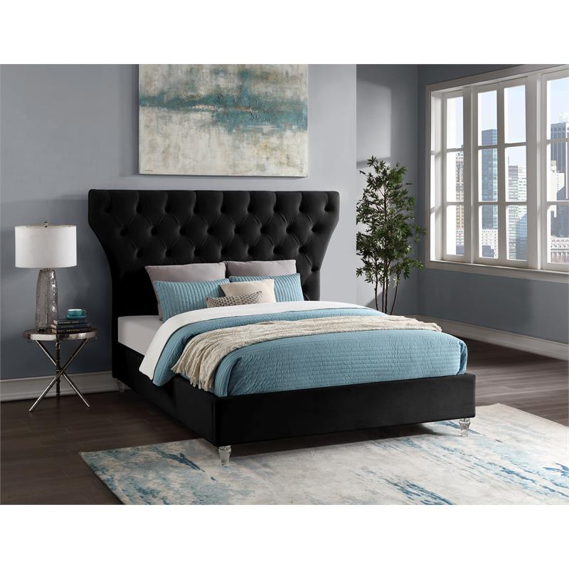 Meridian Furniture Kira Black Velvet King Bed