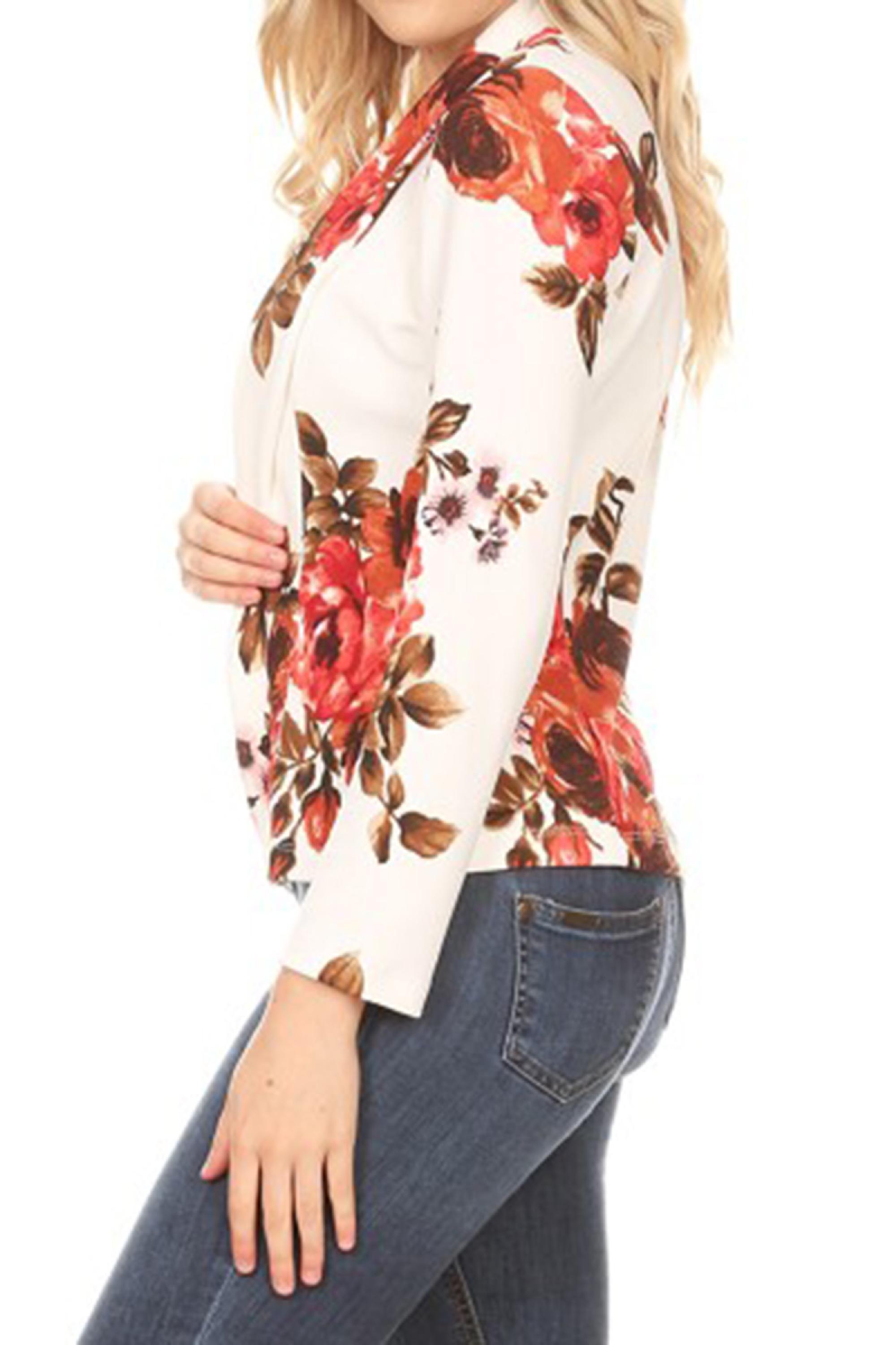 MOA COLLECTION Women's Casual Pattern Print Fitted Open Front Long Sleeves Office Blazer Jacket