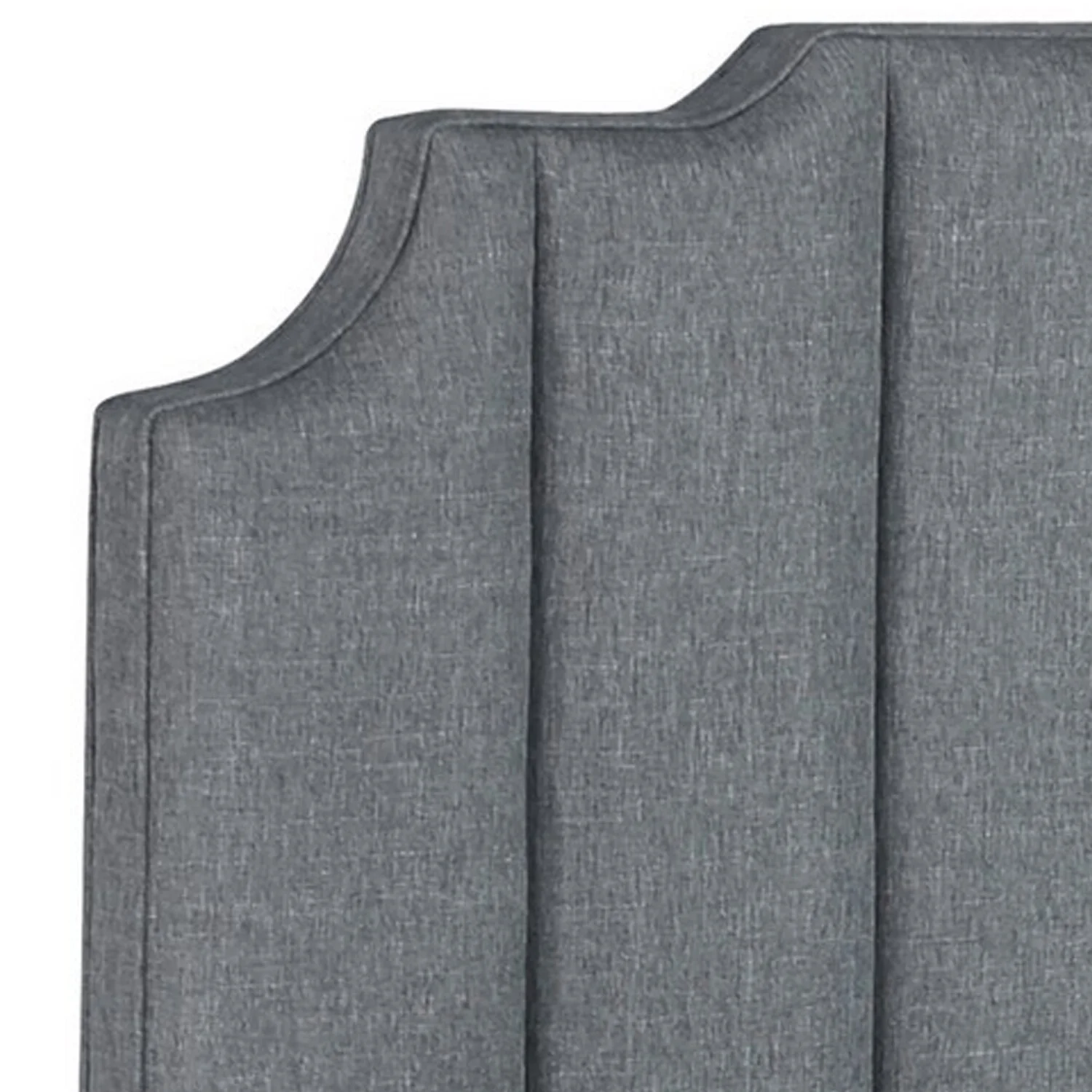 Benjara  Light Gray & Black Upholstery Vertical Channel Tufted Ion Notched King Size Panel Bed