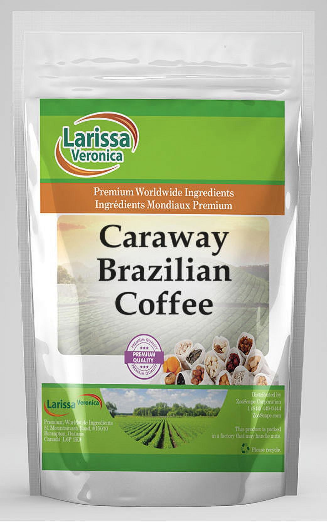 Larissa Veronica Caraway Brazilian Coffee, (Caraway, Whole Coffee Beans, 8 oz, 1-Pack, Zin: 548559)