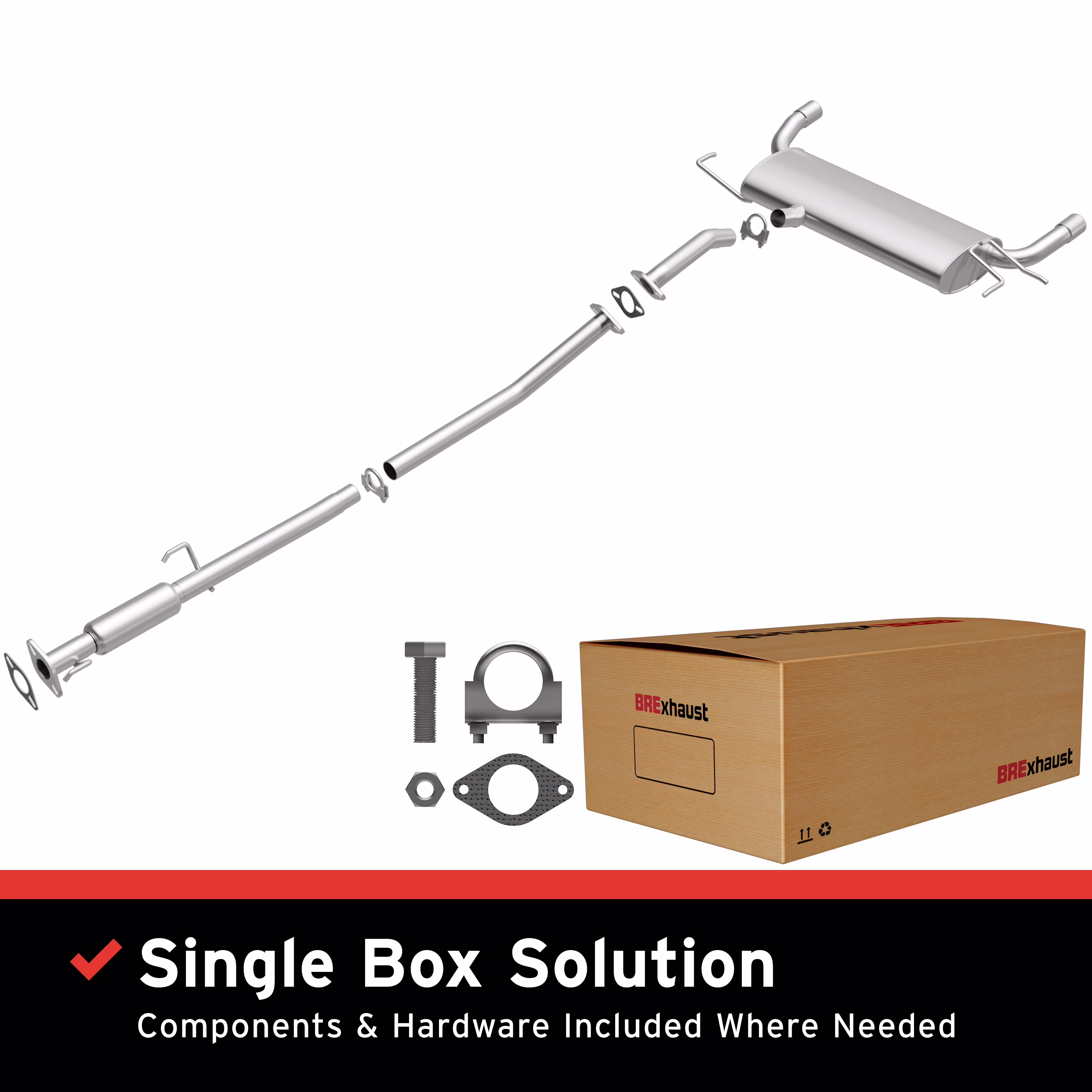 BRExhaust Direct-Fit Replacement Exhaust System 106-0660: For 2005-2010 Kia Sportage, For 2005-2008 Hyundai Tucson