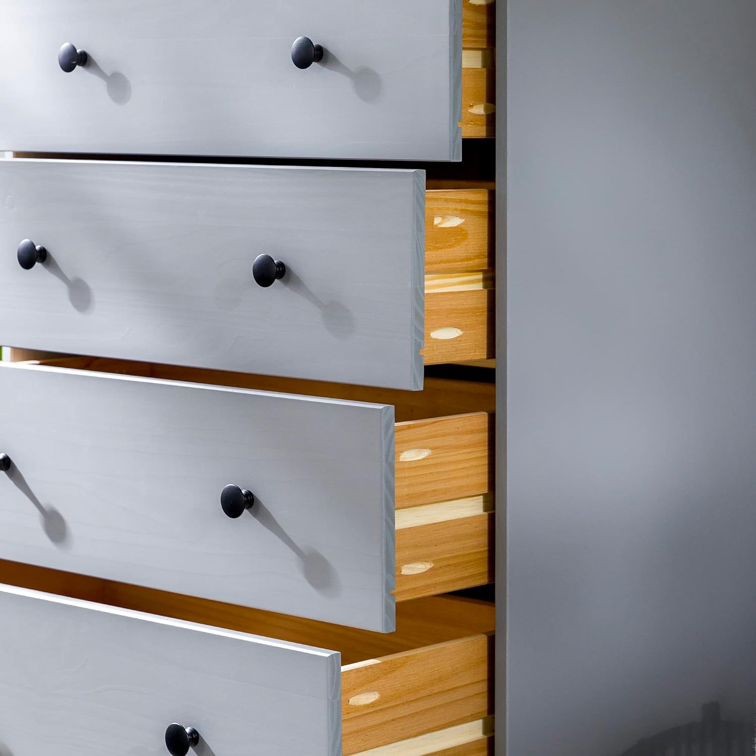 xrboomlife Myron Modern 4-Drawer Solid Wood Dresser  40 Inch  Grey