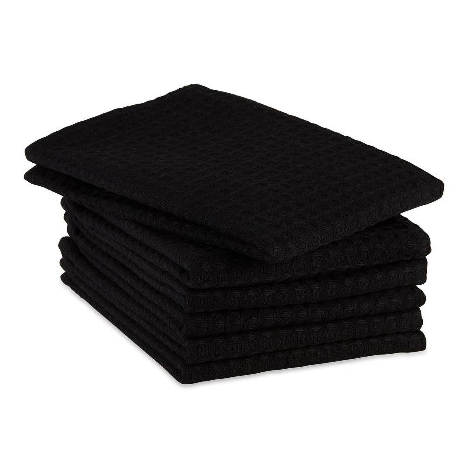 Black Recycled Cotton Waffle Dishtowel (Set of 6)