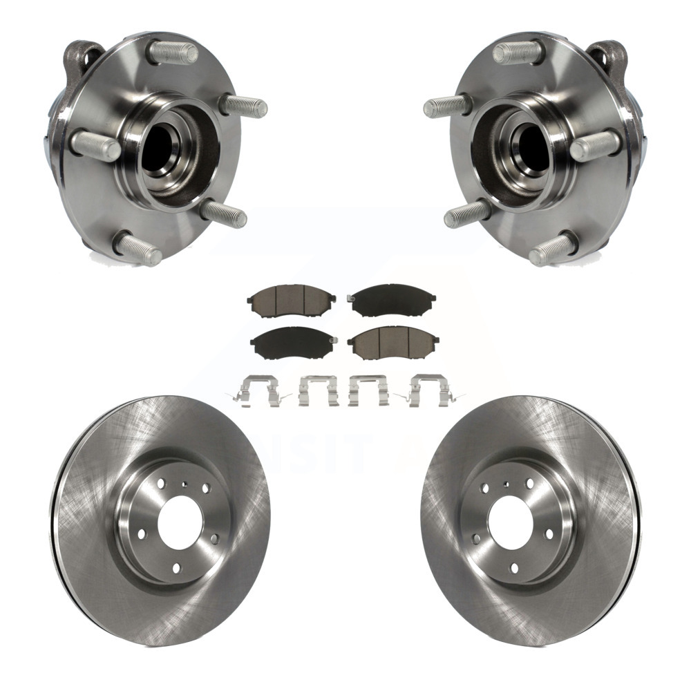 Transit Auto - Front Hub Bearing Assembly With Disc Brake Rotors And Ceramic Pads Kit For INFINITI G37 G35 M35 Nissan 370Z EX35 QX70 M37 G25 Q70 Q70L M45 Q40 QX50 M56 EX37 M35h KBB-122058
