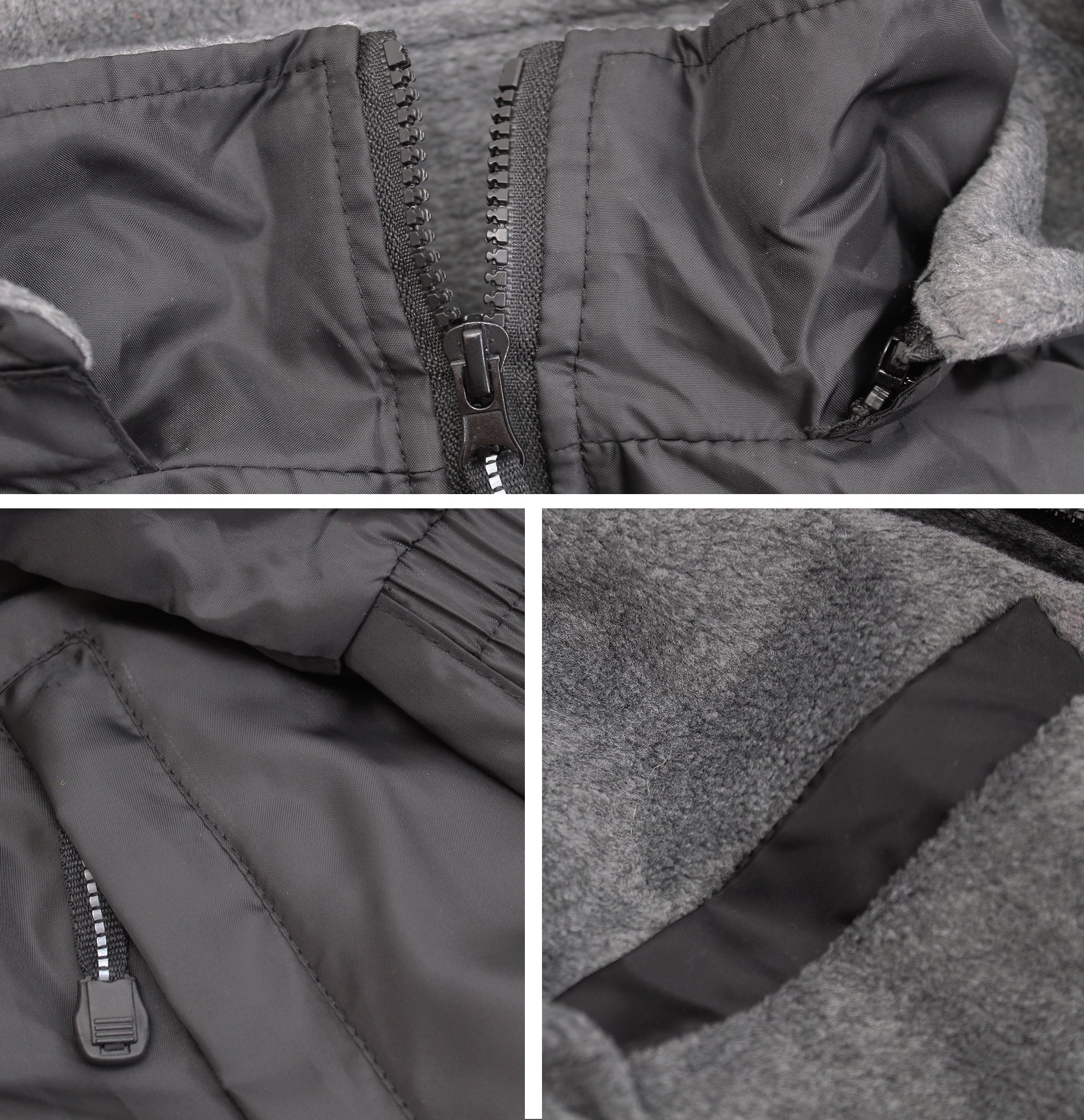 Men's Fleece Lined Removable Hood Water Resistant Windbreaker Zipper Jacket (S)