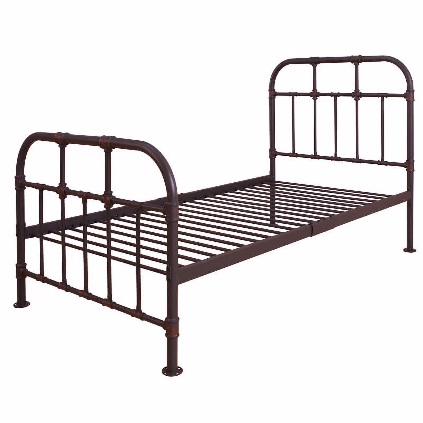 Bowery Hill Vintage Industrial Look Metal Twin Bed in Sandy Gray