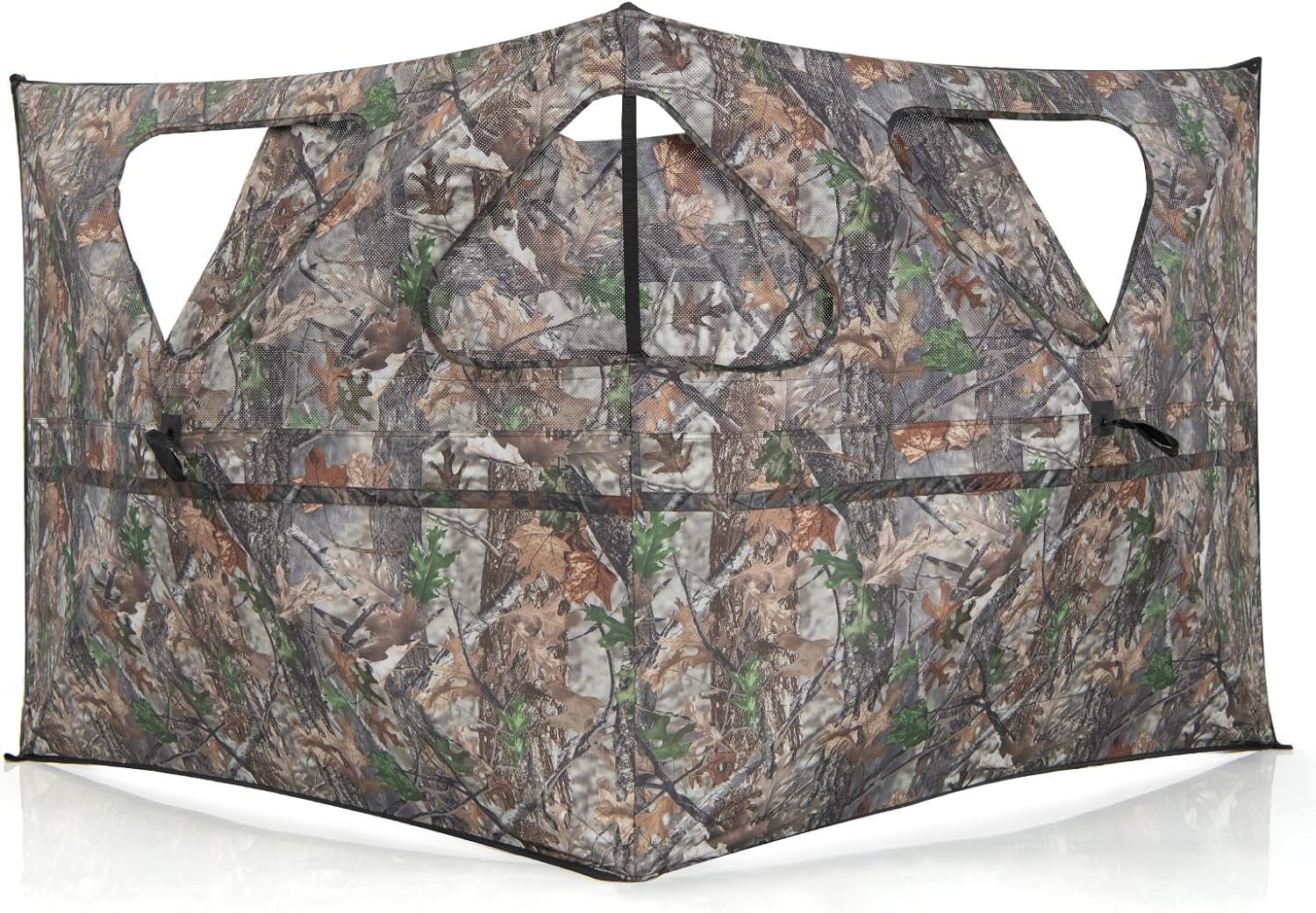 Hunting Blind 2-Panel Pop Up Ground Hunting Blind with 3 Through Ports, Camo Concealment, Brush-in Loops, High Wind Stability, Easy-Setup Hunting Fence for Deer Turkey